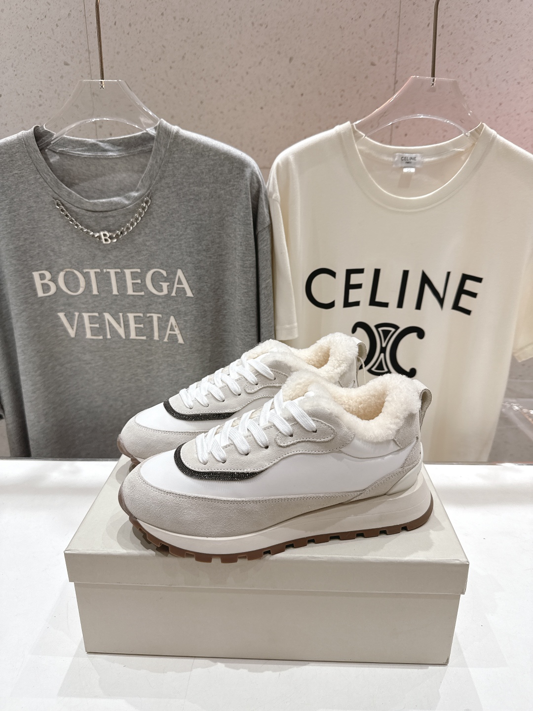 高版本出厂 毛里 Brunello Cucinelli 新款BC秋冬羊毛里厚底休闲运动鞋，市场高版本BC