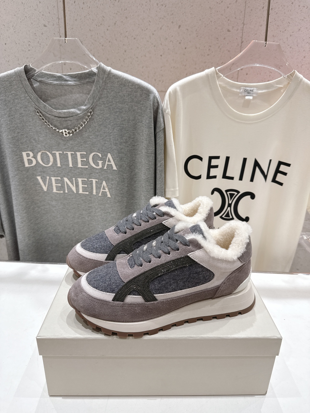 高版本出厂 毛里 Brunello Cucinelli 新款BC秋冬羊毛里厚底休闲运动鞋，市场高版本BC