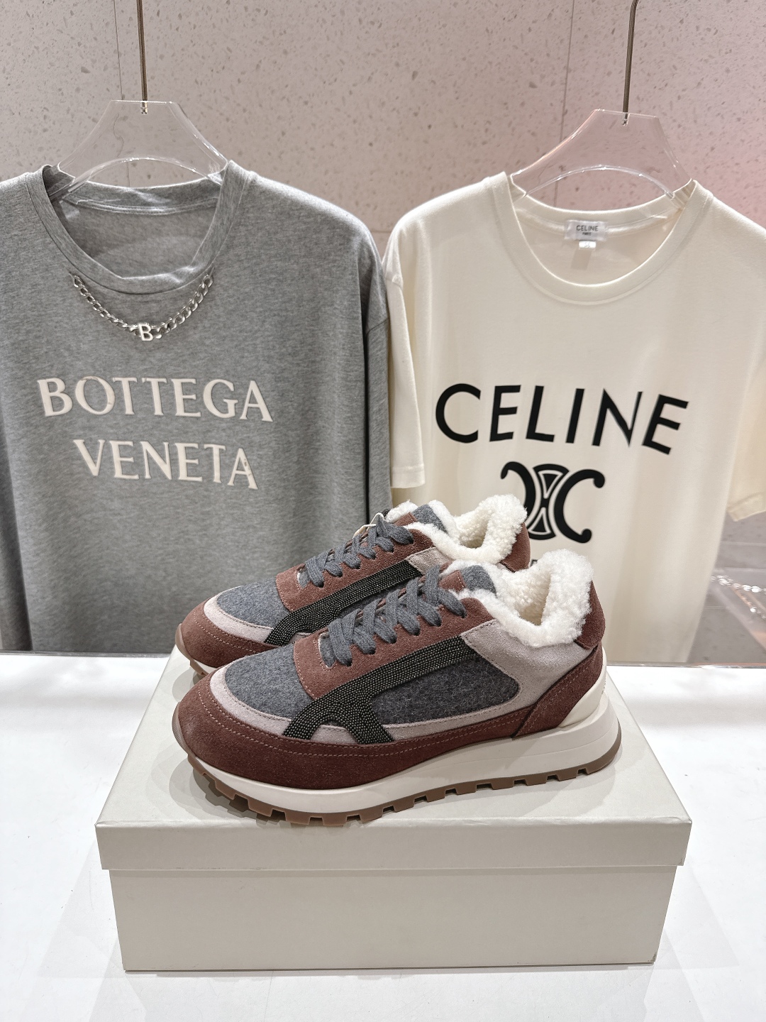 高版本出厂 毛里 Brunello Cucinelli 新款BC秋冬羊毛里厚底休闲运动鞋，市场高版本BC