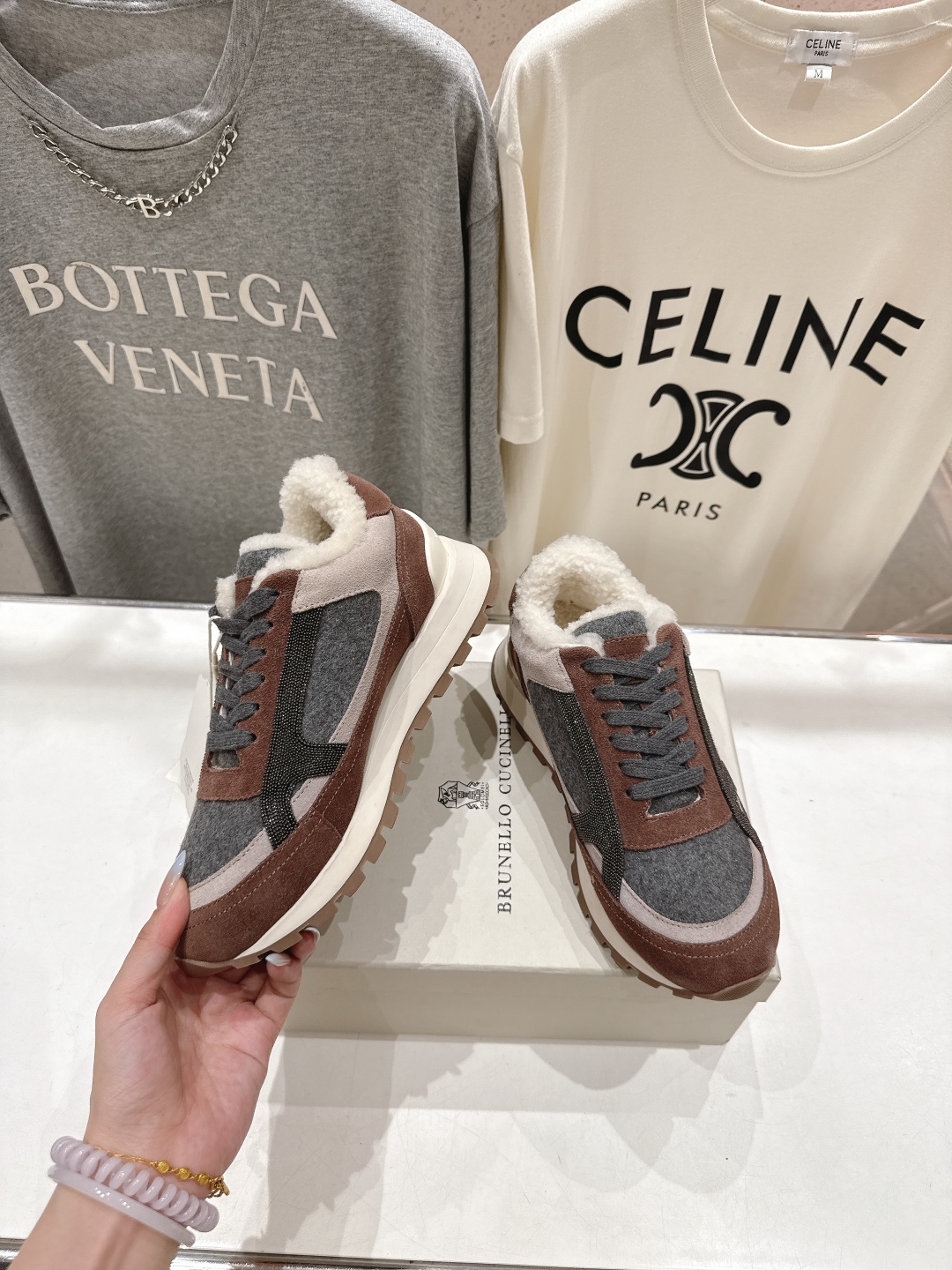 高版本出厂 毛里 Brunello Cucinelli 新款BC秋冬羊毛里厚底休闲运动鞋，市场高版本BC