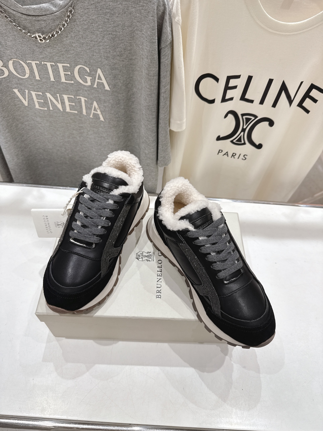 高版本出厂 毛里 Brunello Cucinelli 新款BC秋冬羊毛里厚底休闲运动鞋，市场高版本BC