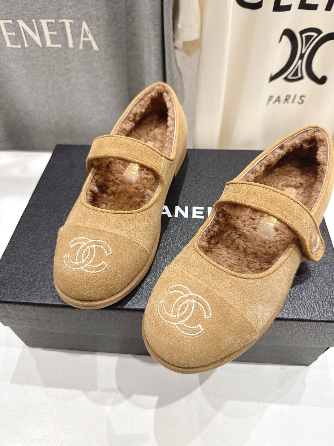 高版本出厂 Chanel.VintageF022 2025ss小香秋冬新款一脚蹬毛毛鞋玛丽珍乐福鞋休闲单