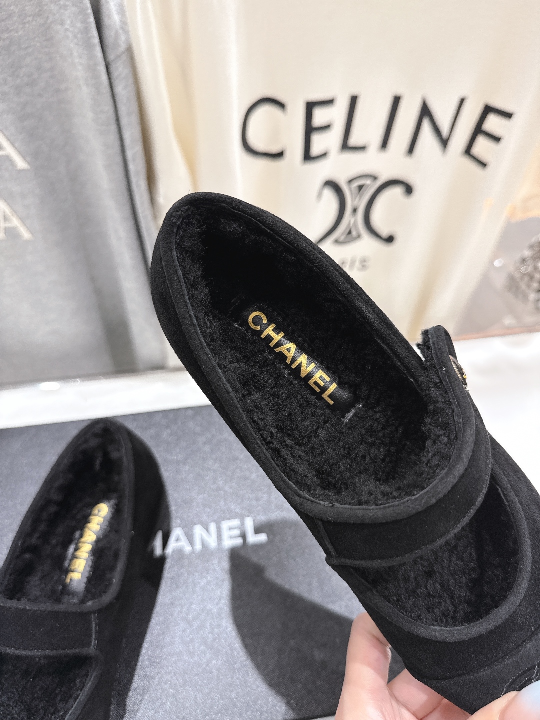 高版本出厂 Chanel.VintageF022 2025ss小香秋冬新款一脚蹬毛毛鞋玛丽珍乐福鞋休闲单