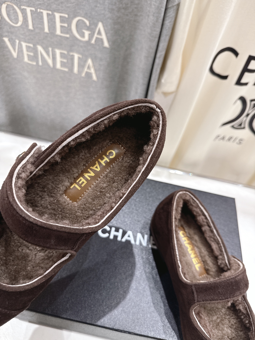 高版本出厂 Chanel.VintageF022 2025ss小香秋冬新款一脚蹬毛毛鞋玛丽珍乐福鞋休闲单