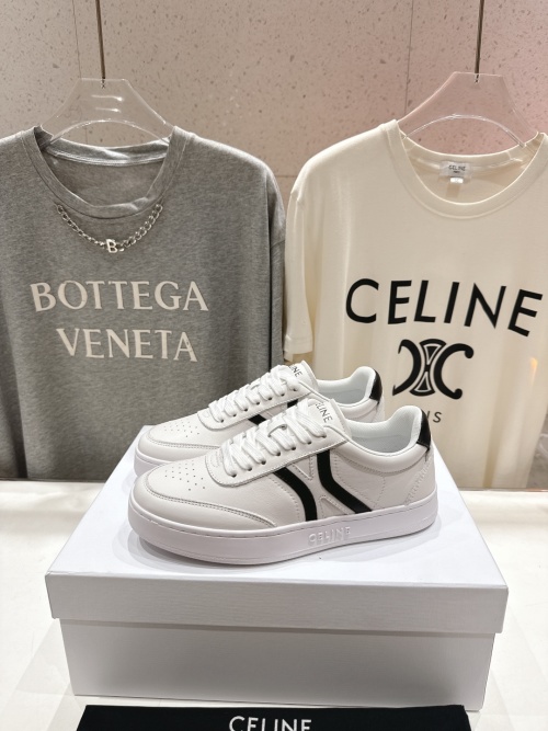 Celine Women's Logo Laced Casual Sneakers Perforated Calfskin, White