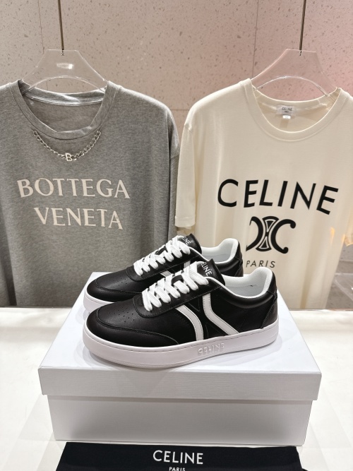 Celine Women's CT-02 Leather Lace-Up Sneakers - Black/White, Casual Style 1 Celine Women's CT-02 Leather Lace-Up Sneakers - Black/White, Casual Style