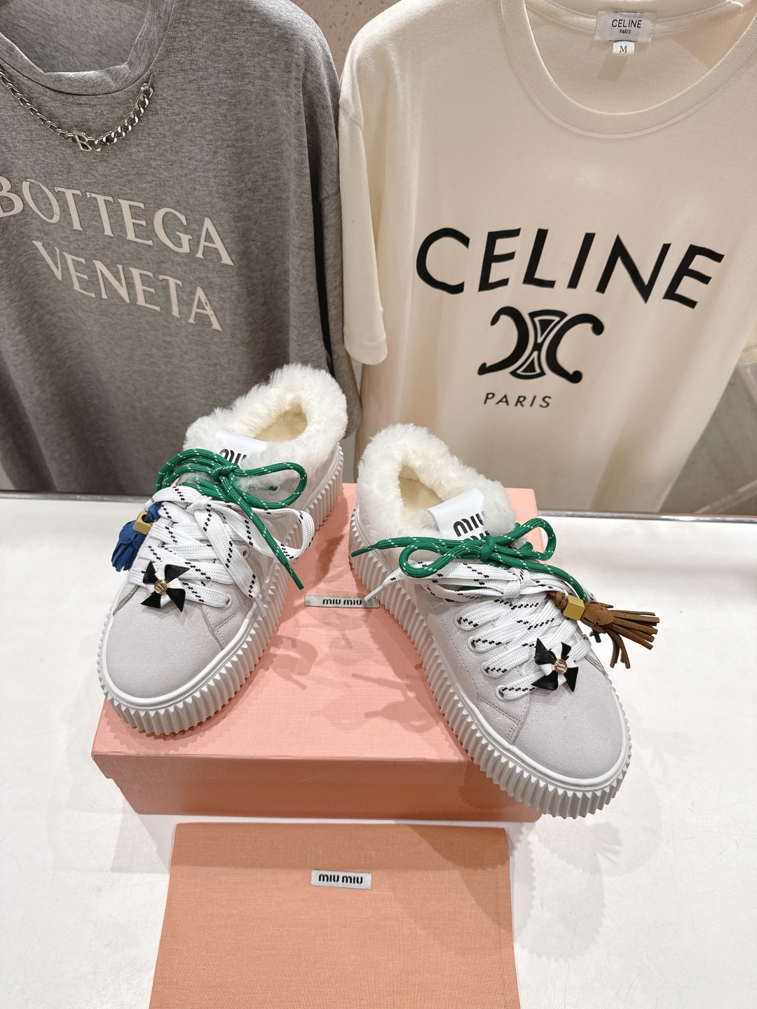 高版本出厂 毛里 MiuMiu/繆繆25ss new arrival F039～miu家新款系带厚底羊毛
