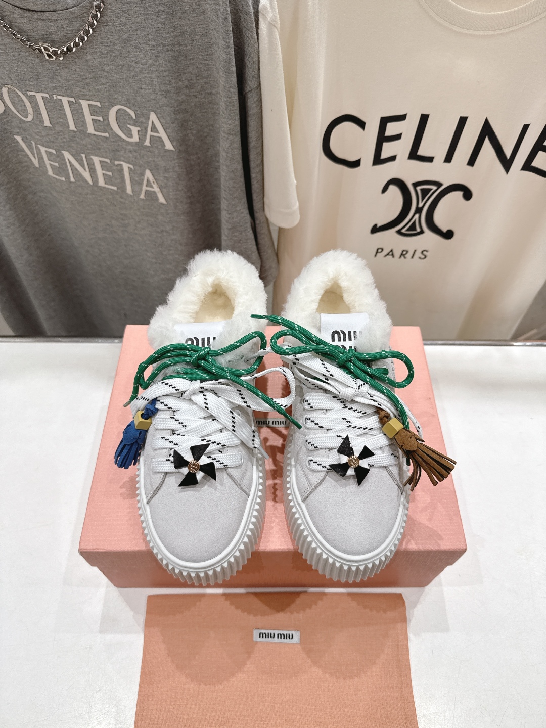 高版本出厂 毛里 MiuMiu/繆繆25ss new arrival F039～miu家新款系带厚底羊毛