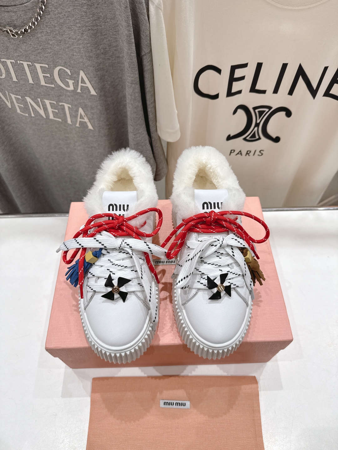 高版本出厂 毛里 MiuMiu/繆繆25ss new arrival F039～miu家新款系带厚底羊毛