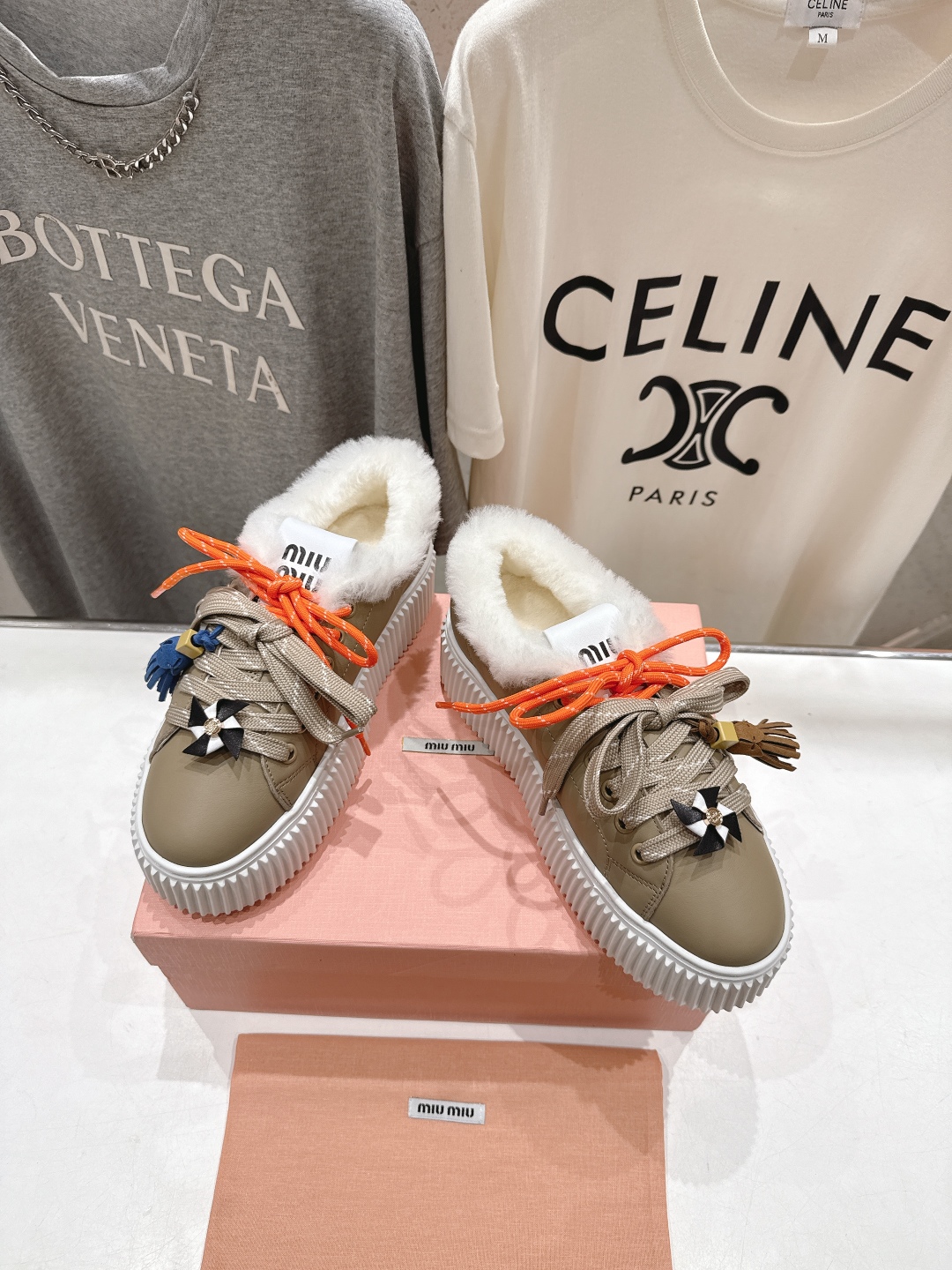 高版本出厂 毛里 MiuMiu/繆繆25ss new arrival F039～miu家新款系带厚底羊毛