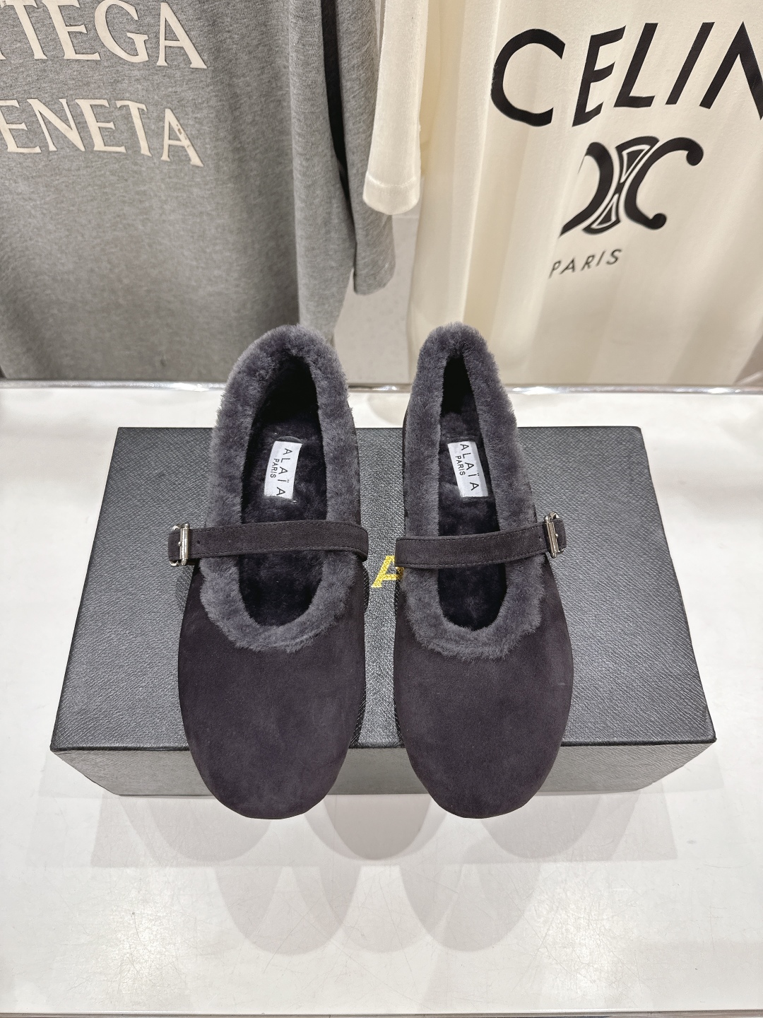 高版本出厂 毛里 独家新品 Alaia 阿莱亚25ss/秋冬走秀款平底羊毛里玛丽珍芭蕾舞鞋休闲鞋章小蕙同