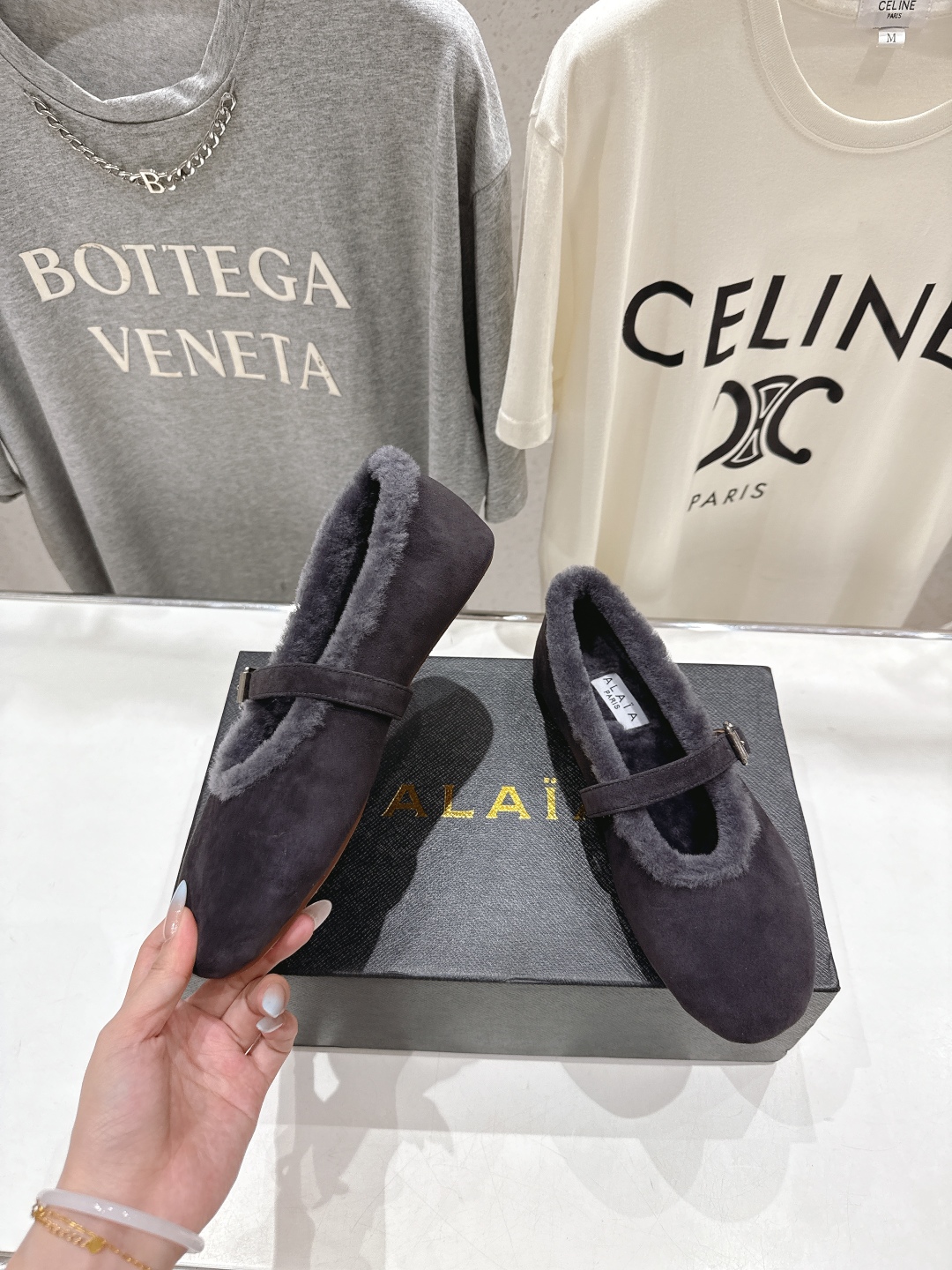 高版本出厂 毛里 独家新品 Alaia 阿莱亚25ss/秋冬走秀款平底羊毛里玛丽珍芭蕾舞鞋休闲鞋章小蕙同