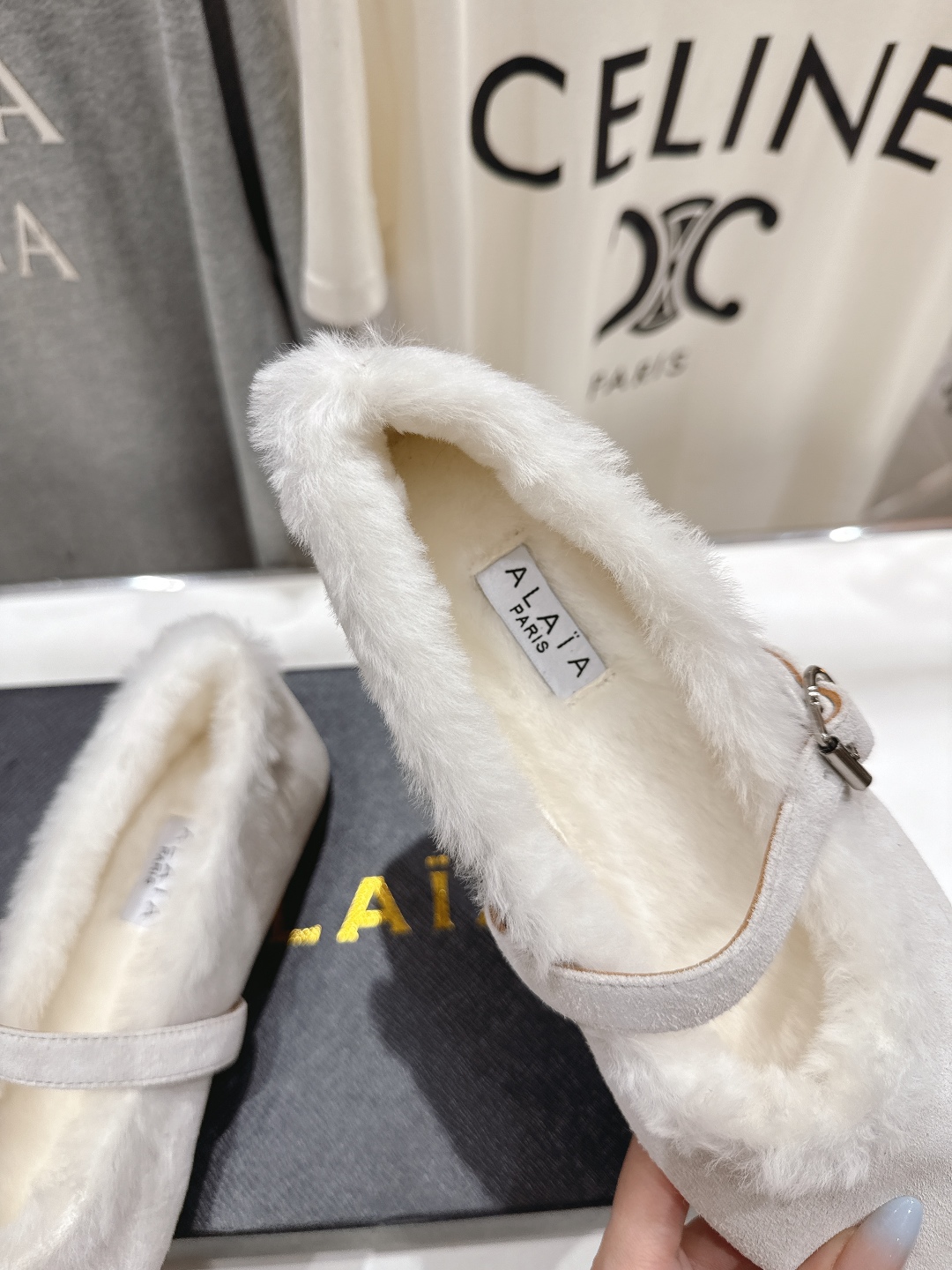 高版本出厂 毛里 独家新品 Alaia 阿莱亚25ss/秋冬走秀款平底羊毛里玛丽珍芭蕾舞鞋休闲鞋章小蕙同