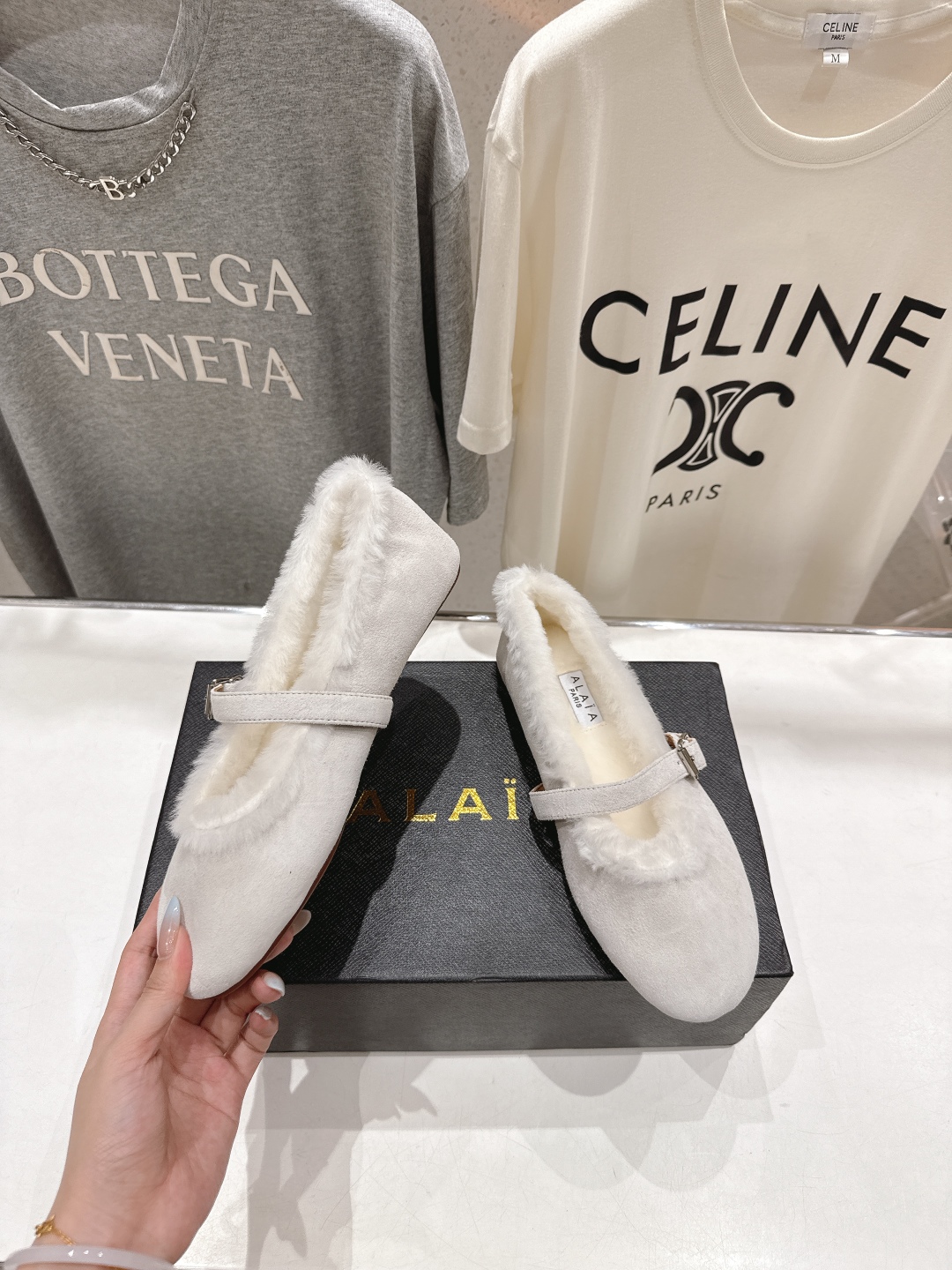 高版本出厂 毛里 独家新品 Alaia 阿莱亚25ss/秋冬走秀款平底羊毛里玛丽珍芭蕾舞鞋休闲鞋章小蕙同