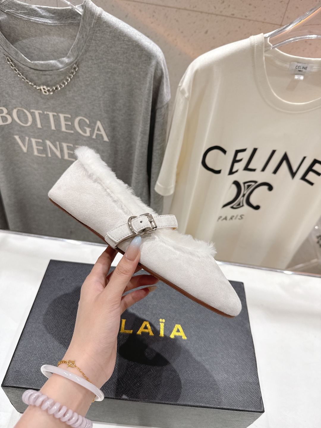 高版本出厂 毛里 独家新品 Alaia 阿莱亚25ss/秋冬走秀款平底羊毛里玛丽珍芭蕾舞鞋休闲鞋章小蕙同