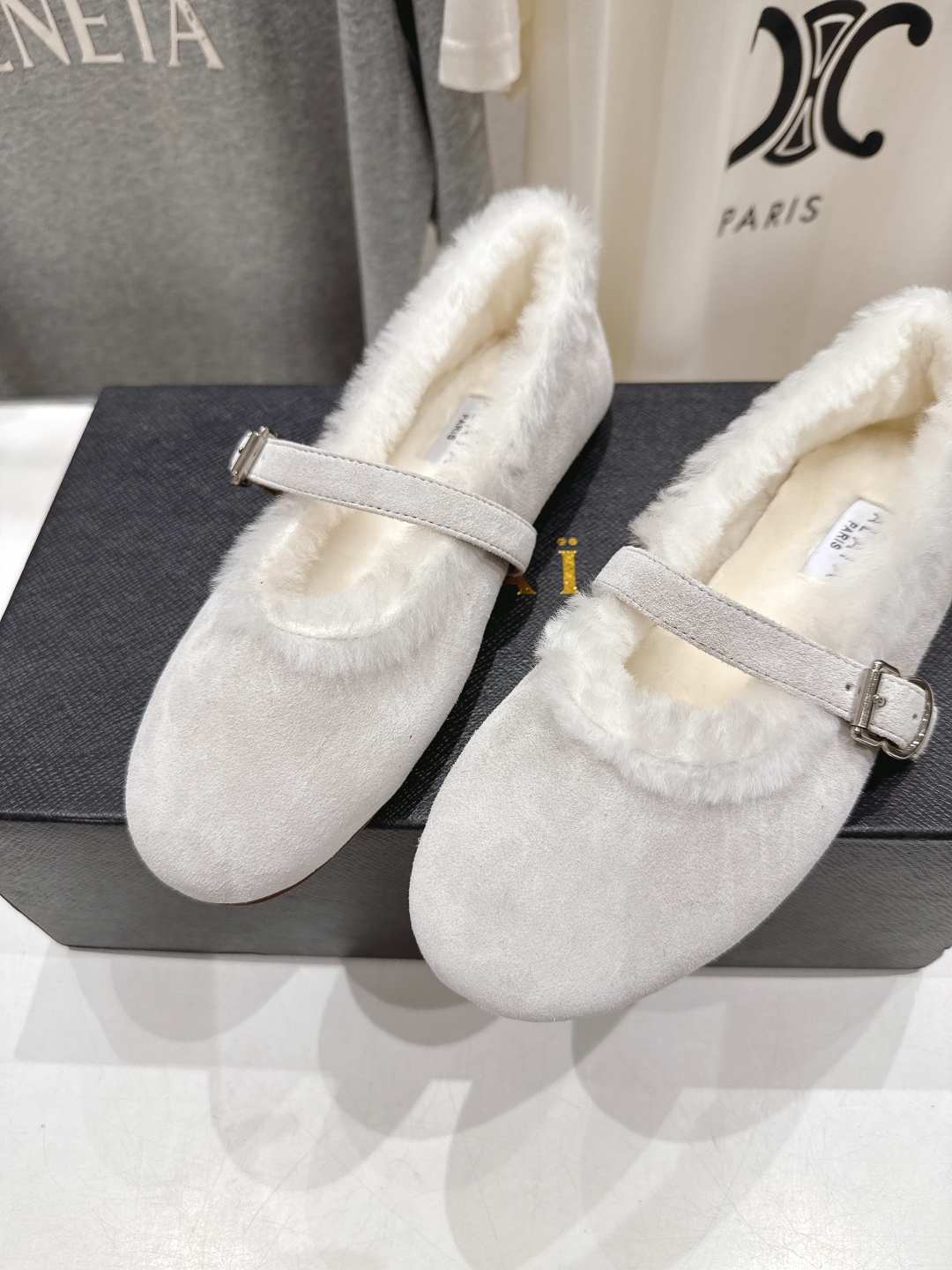 高版本出厂 毛里 独家新品 Alaia 阿莱亚25ss/秋冬走秀款平底羊毛里玛丽珍芭蕾舞鞋休闲鞋章小蕙同