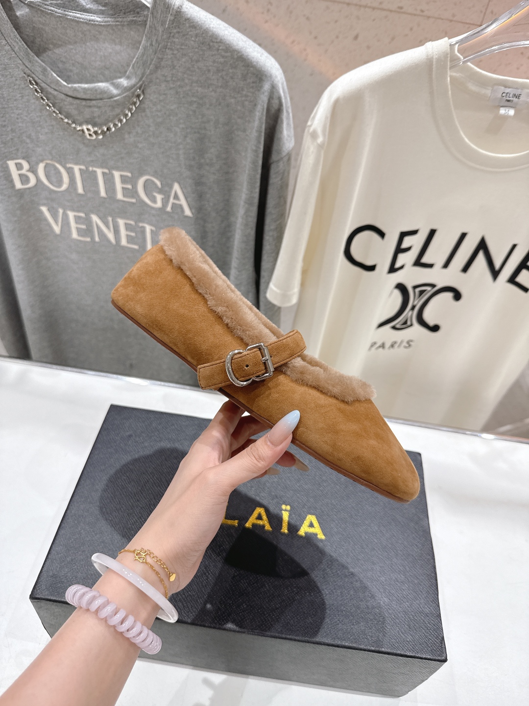 高版本出厂 毛里 独家新品 Alaia 阿莱亚25ss/秋冬走秀款平底羊毛里玛丽珍芭蕾舞鞋休闲鞋章小蕙同