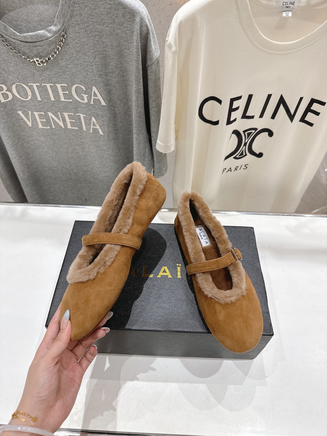 高版本出厂 毛里 独家新品 Alaia 阿莱亚25ss/秋冬走秀款平底羊毛里玛丽珍芭蕾舞鞋休闲鞋章小蕙同