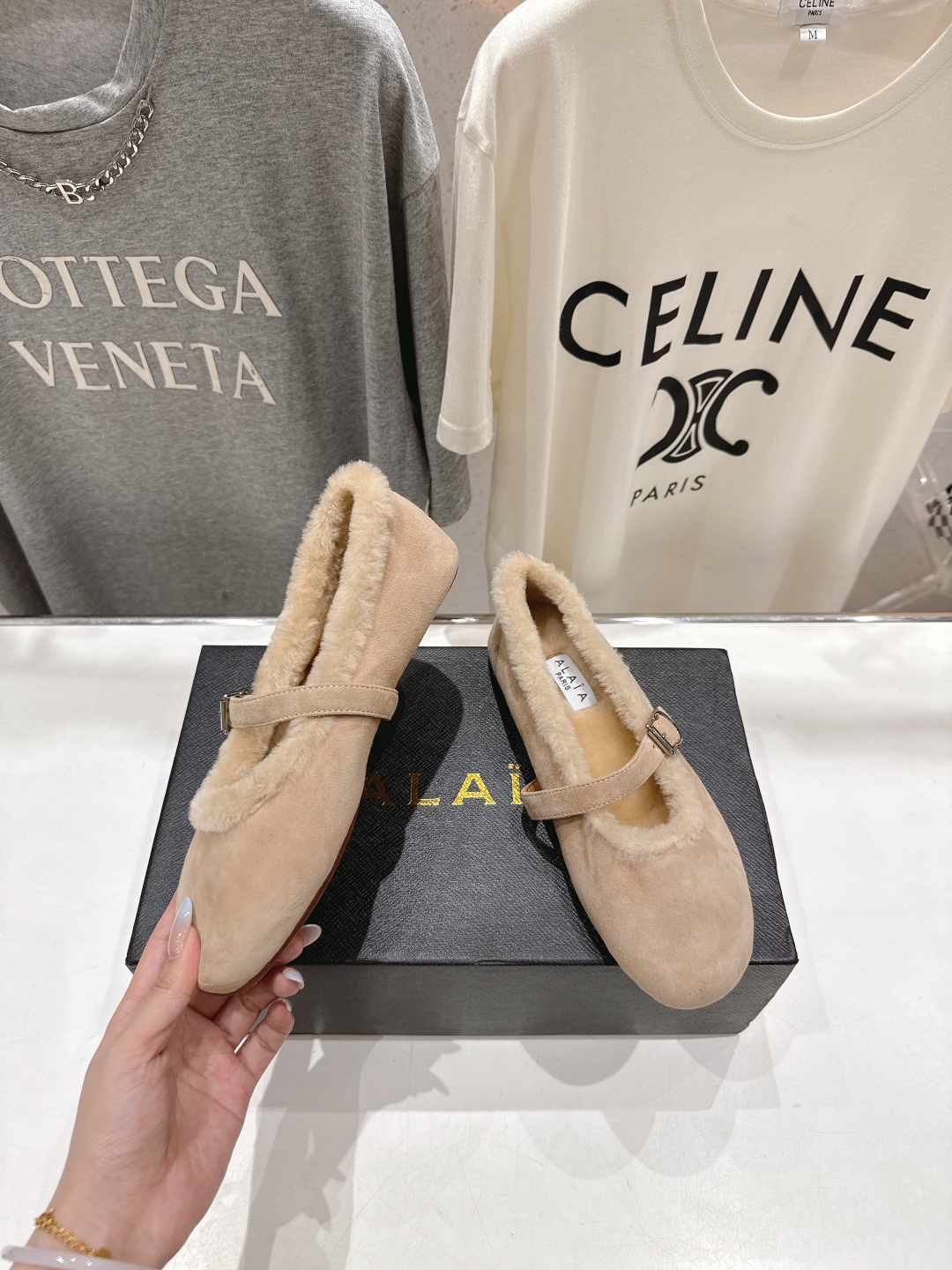 高版本出厂 毛里 独家新品 Alaia 阿莱亚25ss/秋冬走秀款平底羊毛里玛丽珍芭蕾舞鞋休闲鞋章小蕙同