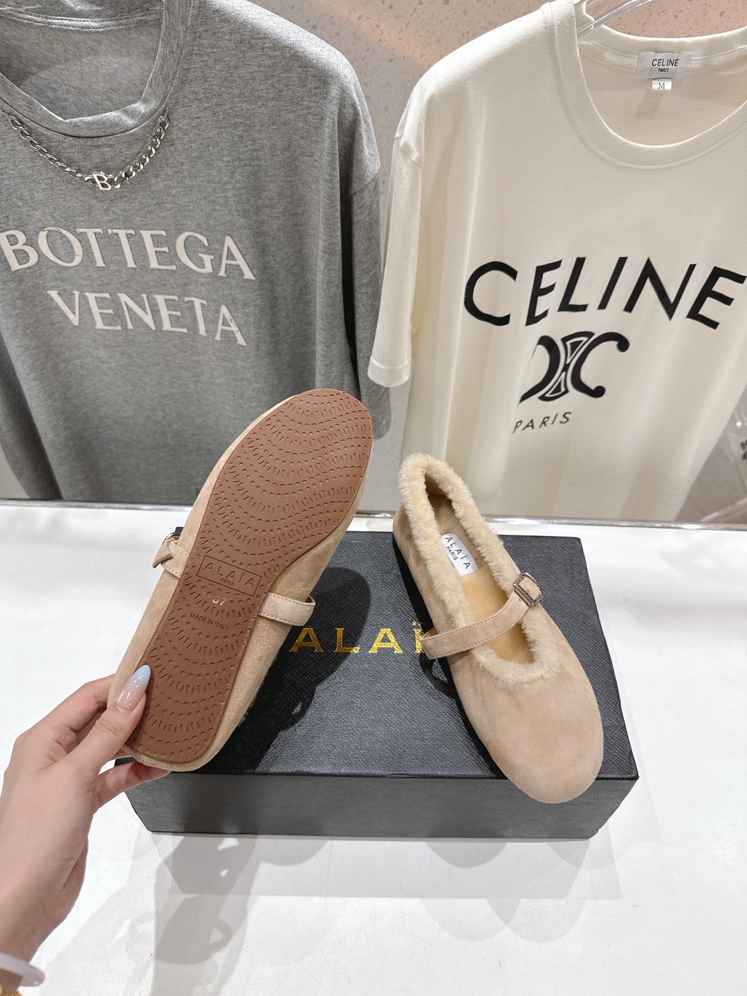 高版本出厂 毛里 独家新品 Alaia 阿莱亚25ss/秋冬走秀款平底羊毛里玛丽珍芭蕾舞鞋休闲鞋章小蕙同