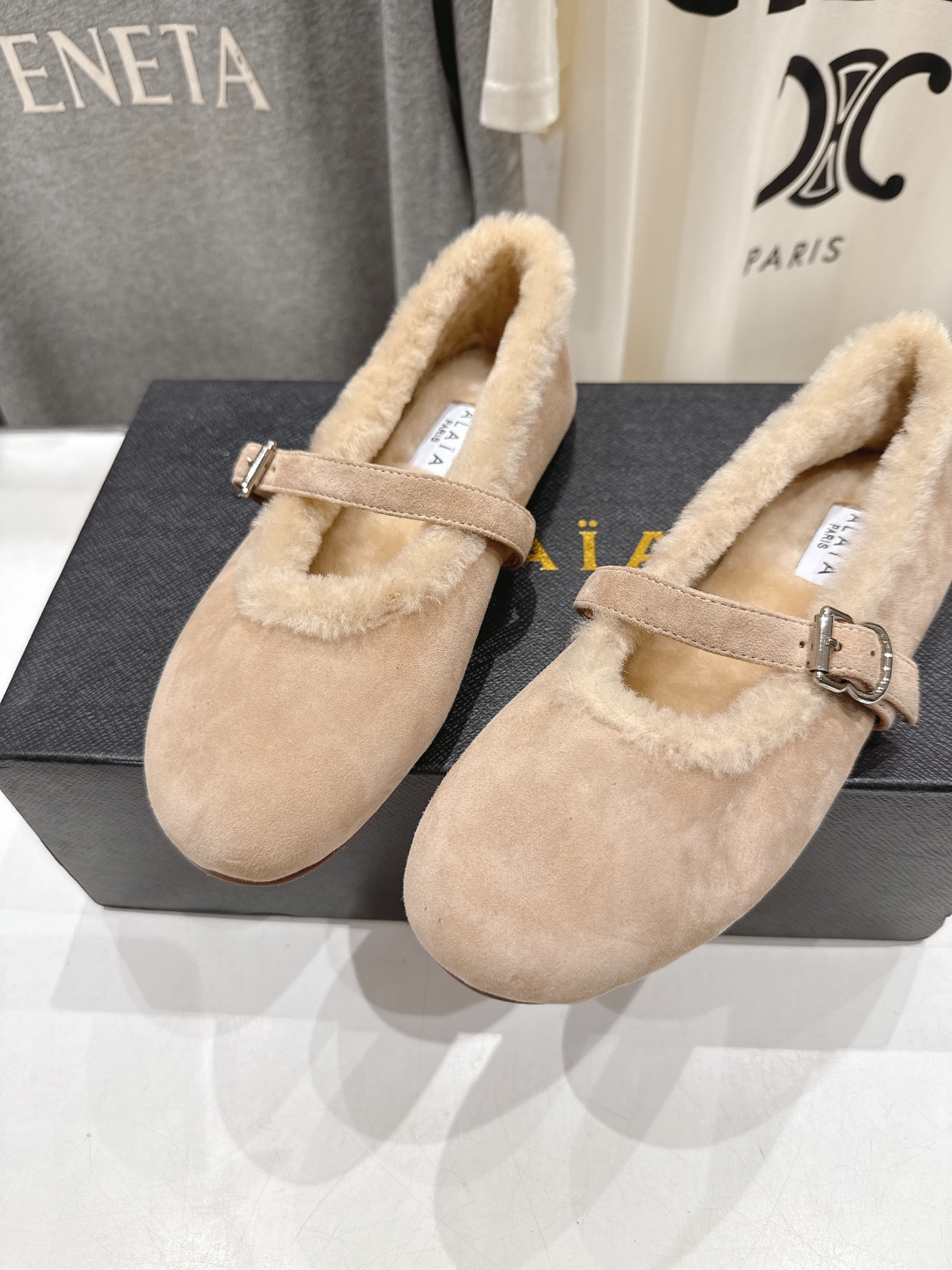 高版本出厂 毛里 独家新品 Alaia 阿莱亚25ss/秋冬走秀款平底羊毛里玛丽珍芭蕾舞鞋休闲鞋章小蕙同
