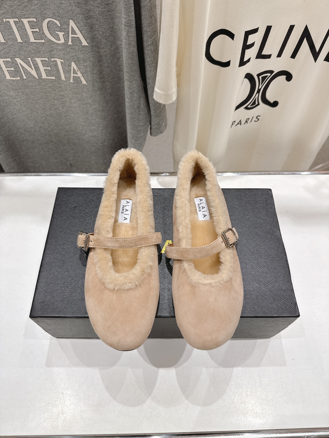 高版本出厂 毛里 独家新品 Alaia 阿莱亚25ss/秋冬走秀款平底羊毛里玛丽珍芭蕾舞鞋休闲鞋章小蕙同