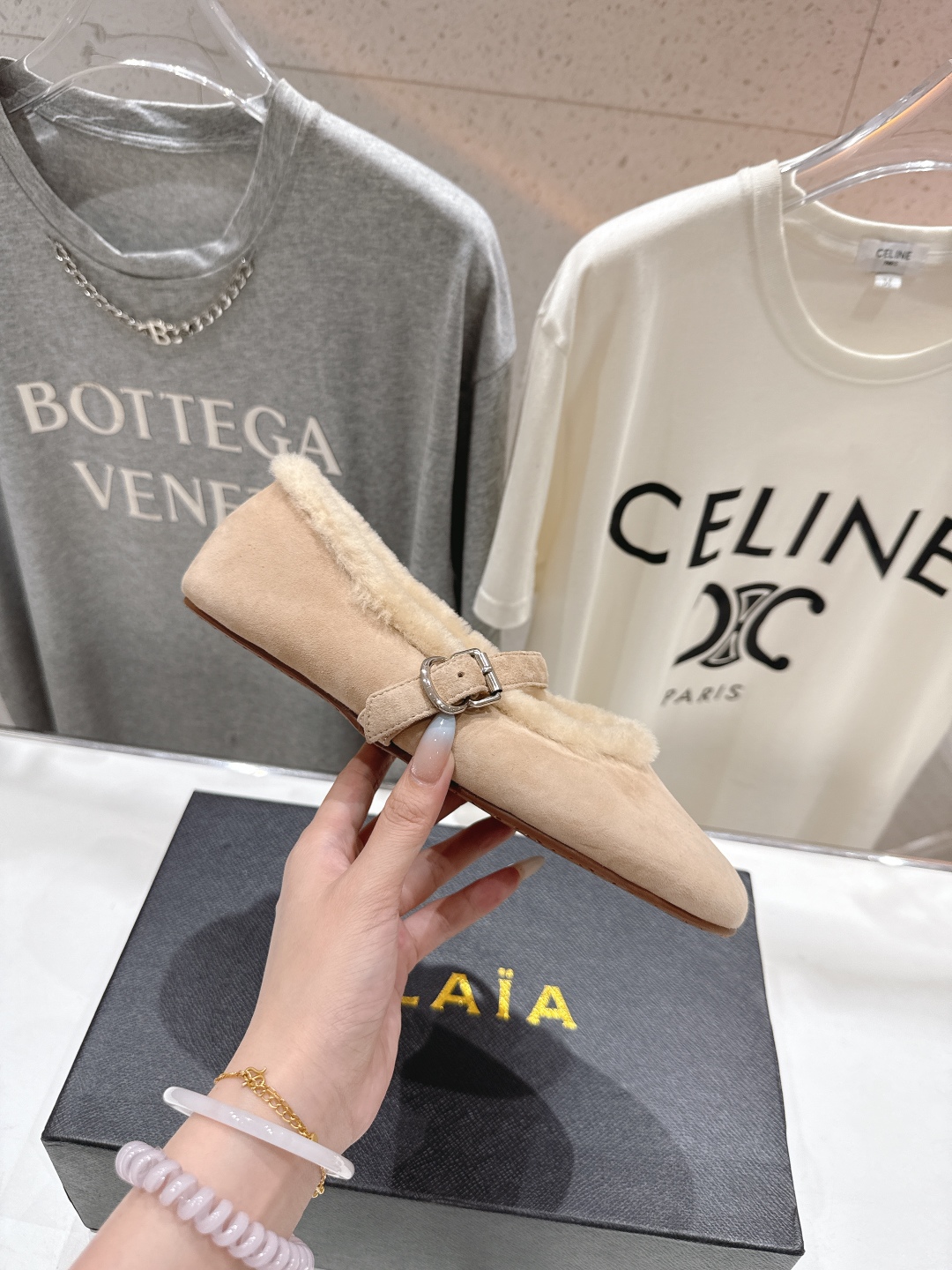 高版本出厂 毛里 独家新品 Alaia 阿莱亚25ss/秋冬走秀款平底羊毛里玛丽珍芭蕾舞鞋休闲鞋章小蕙同