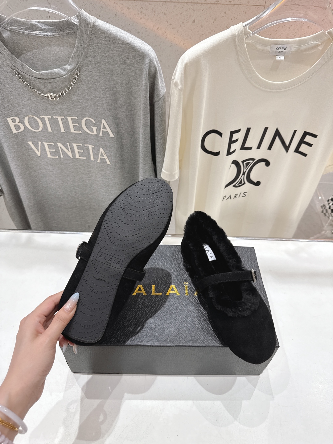 高版本出厂 毛里 独家新品 Alaia 阿莱亚25ss/秋冬走秀款平底羊毛里玛丽珍芭蕾舞鞋休闲鞋章小蕙同