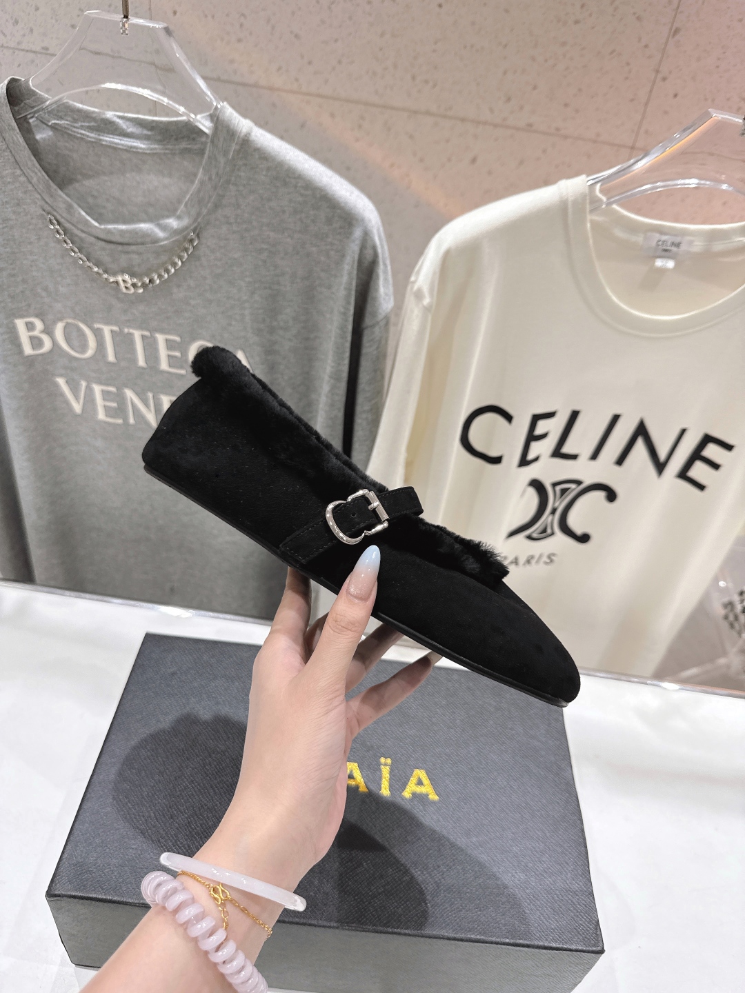 高版本出厂 毛里 独家新品 Alaia 阿莱亚25ss/秋冬走秀款平底羊毛里玛丽珍芭蕾舞鞋休闲鞋章小蕙同