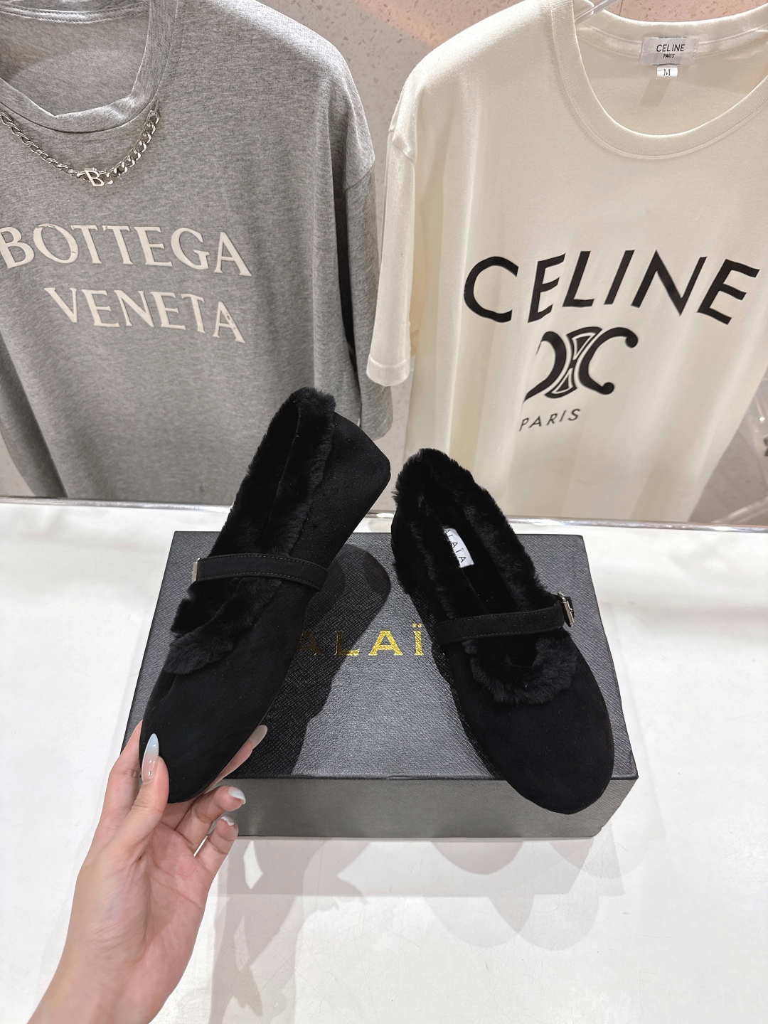 高版本出厂 毛里 独家新品 Alaia 阿莱亚25ss/秋冬走秀款平底羊毛里玛丽珍芭蕾舞鞋休闲鞋章小蕙同
