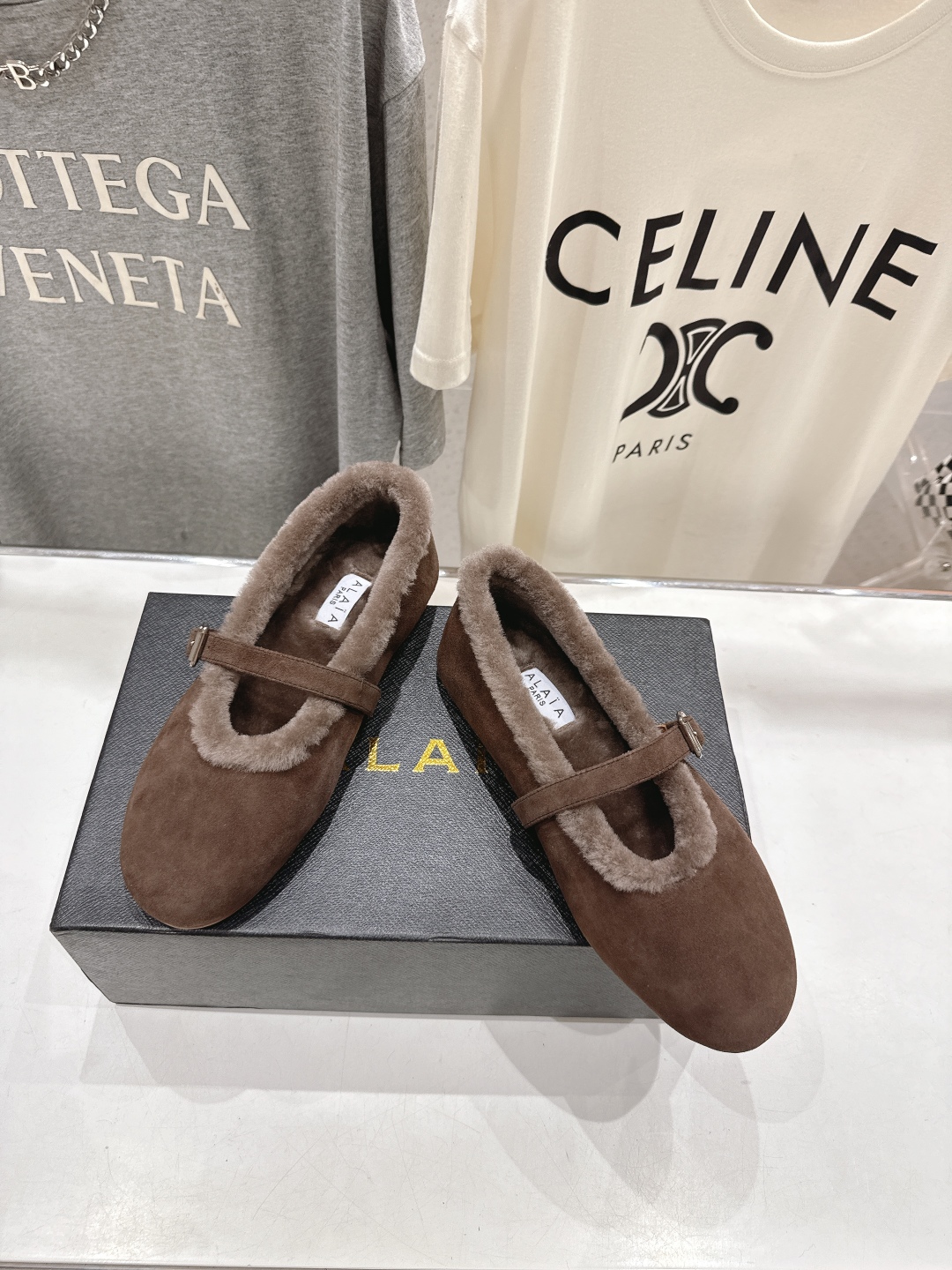 高版本出厂 毛里 独家新品 Alaia 阿莱亚25ss/秋冬走秀款平底羊毛里玛丽珍芭蕾舞鞋休闲鞋章小蕙同