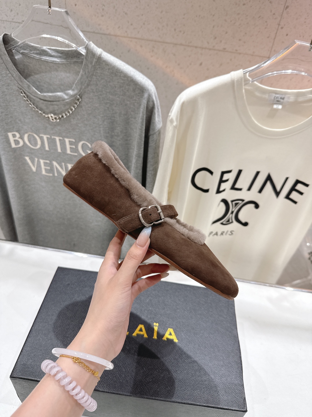 高版本出厂 毛里 独家新品 Alaia 阿莱亚25ss/秋冬走秀款平底羊毛里玛丽珍芭蕾舞鞋休闲鞋章小蕙同