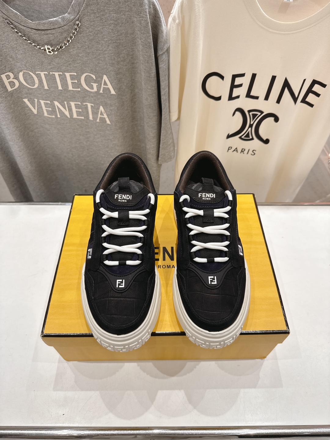 高版本出厂 只有男款 Fendi/芬迪2025ss新款 First 1系列网面系带厚底男士休闲运动鞋顶级