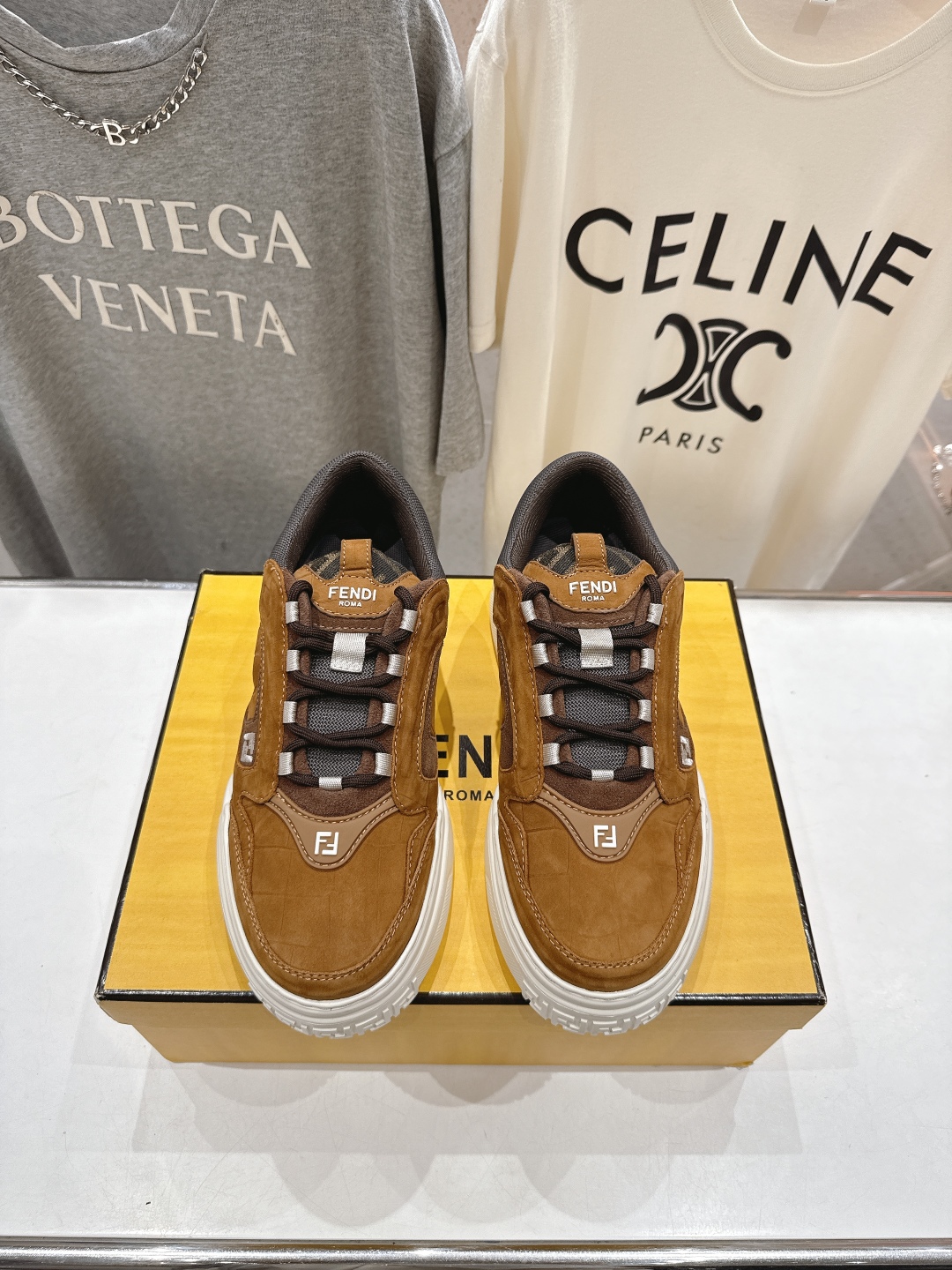 高版本出厂 只有男款 Fendi/芬迪2025ss新款 First 1系列网面系带厚底男士休闲运动鞋顶级