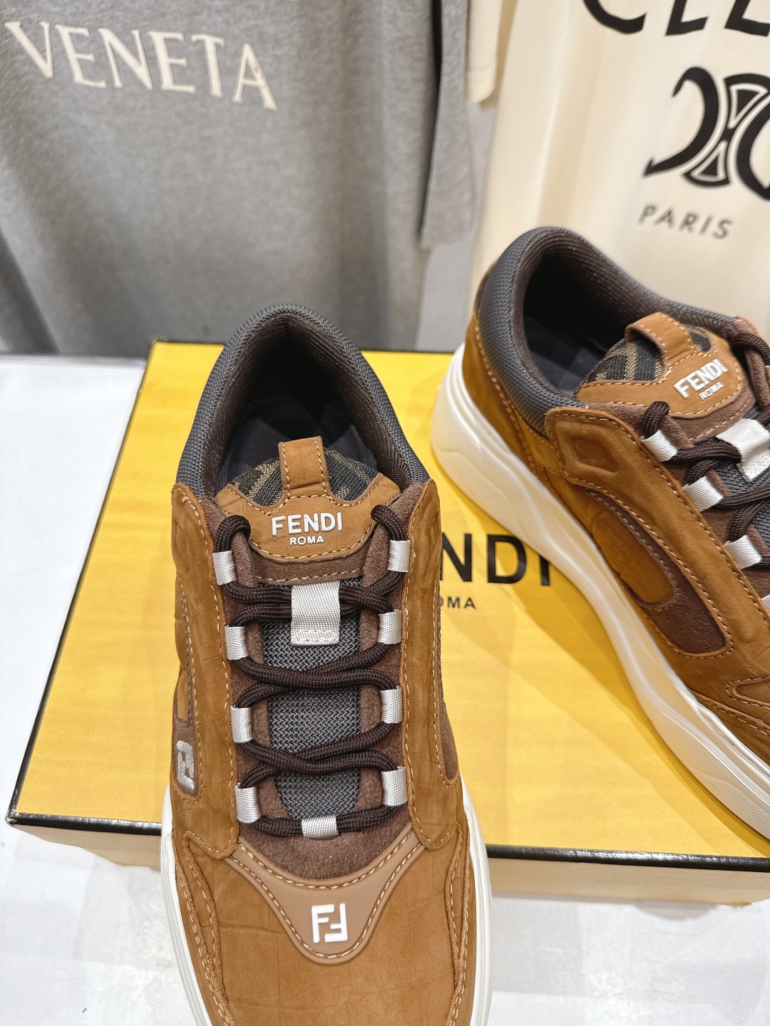 高版本出厂 只有男款 Fendi/芬迪2025ss新款 First 1系列网面系带厚底男士休闲运动鞋顶级