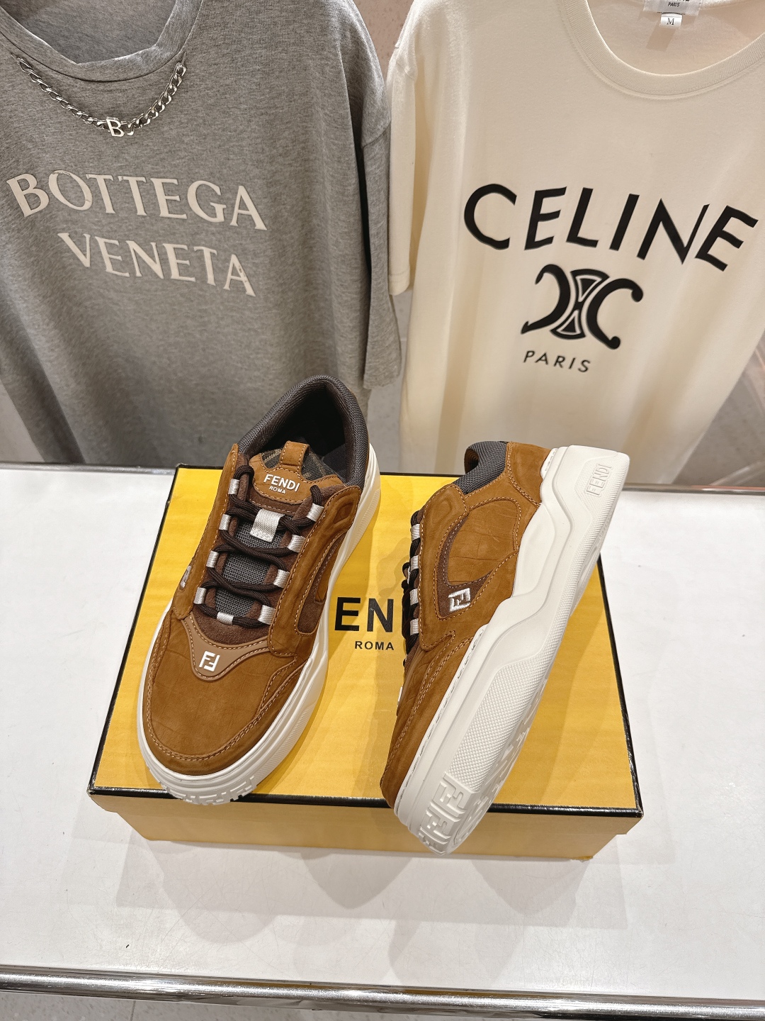 高版本出厂 只有男款 Fendi/芬迪2025ss新款 First 1系列网面系带厚底男士休闲运动鞋顶级