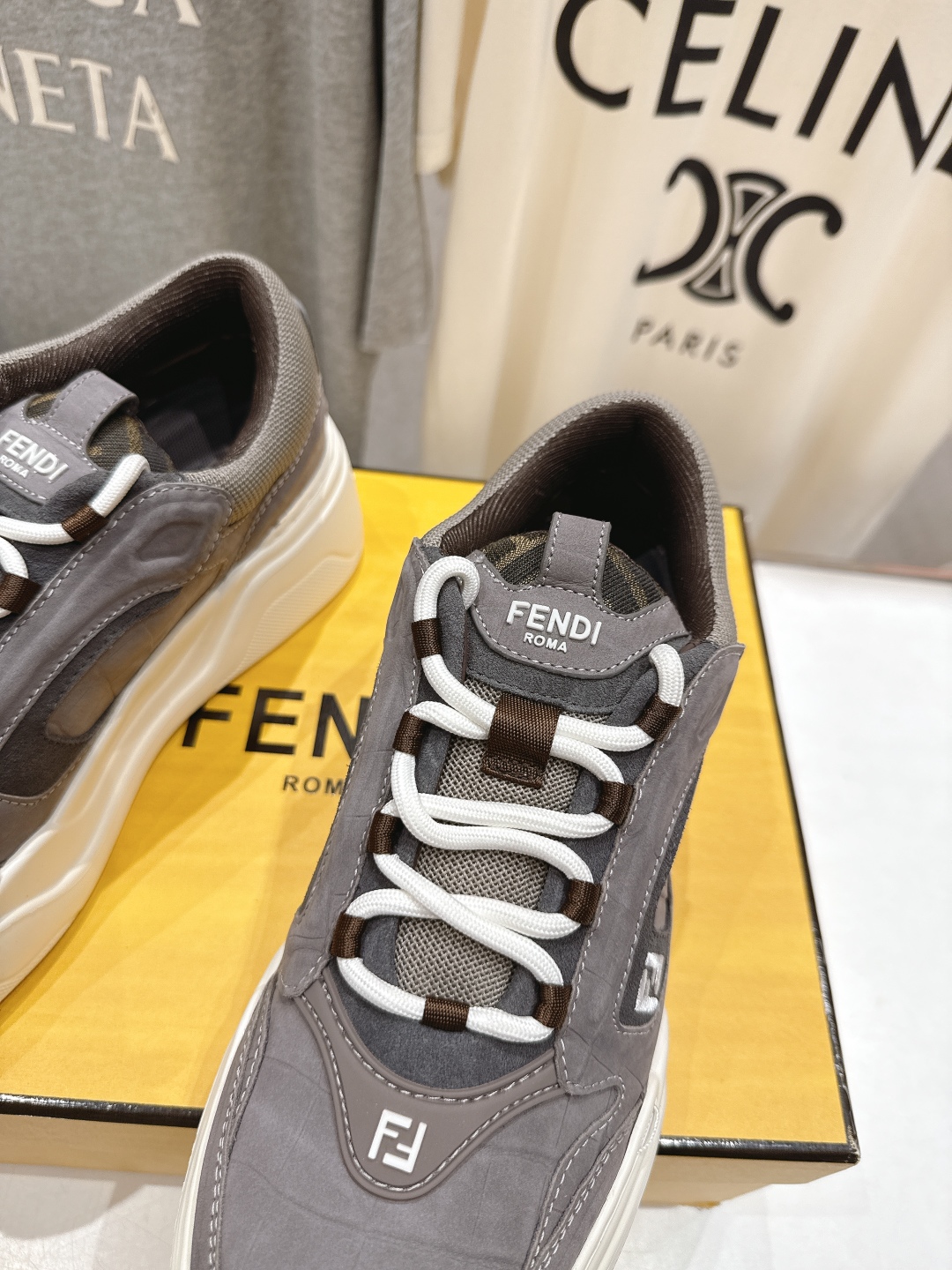 高版本出厂 只有男款 Fendi/芬迪2025ss新款 First 1系列网面系带厚底男士休闲运动鞋顶级