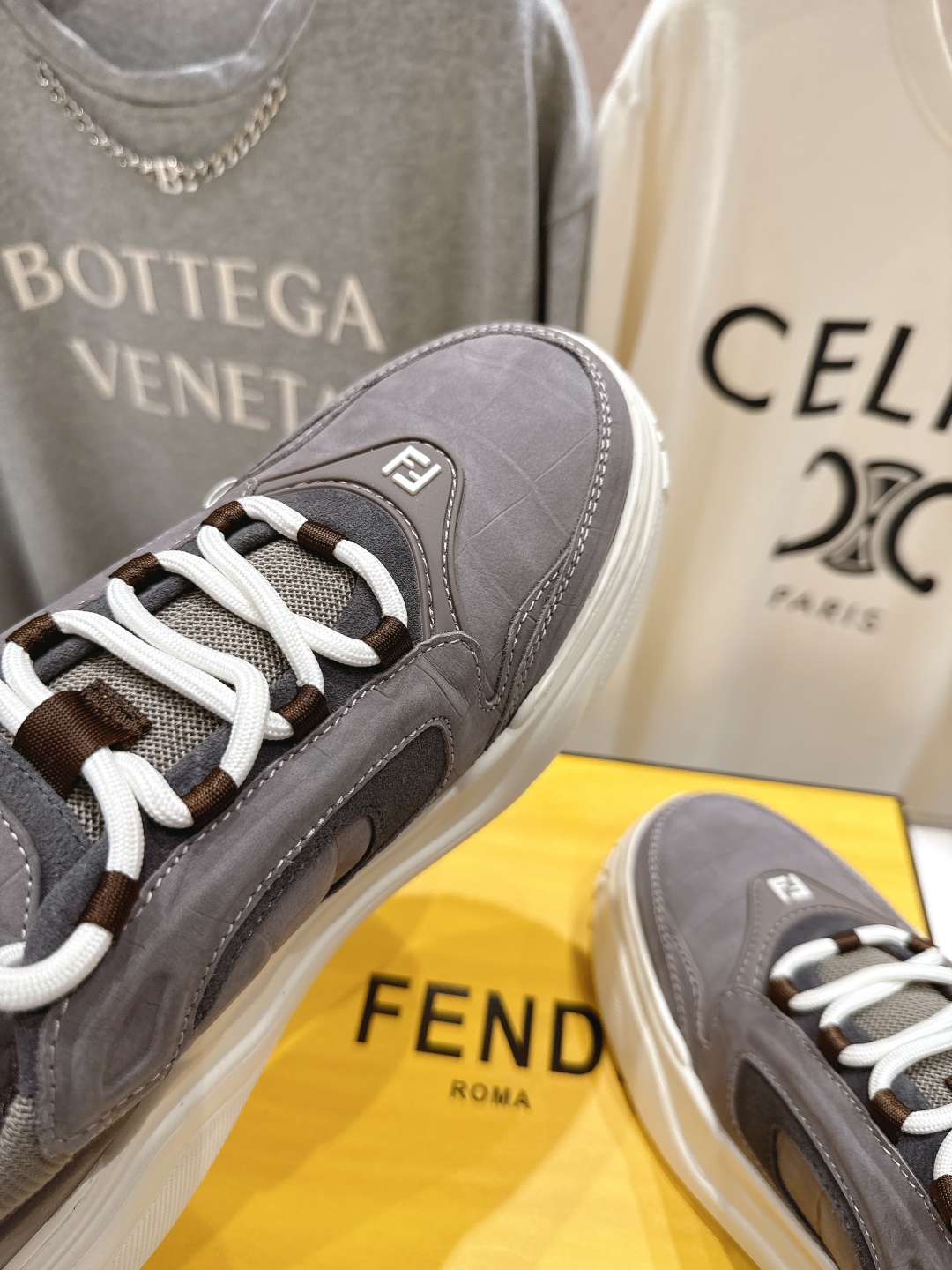 高版本出厂 只有男款 Fendi/芬迪2025ss新款 First 1系列网面系带厚底男士休闲运动鞋顶级