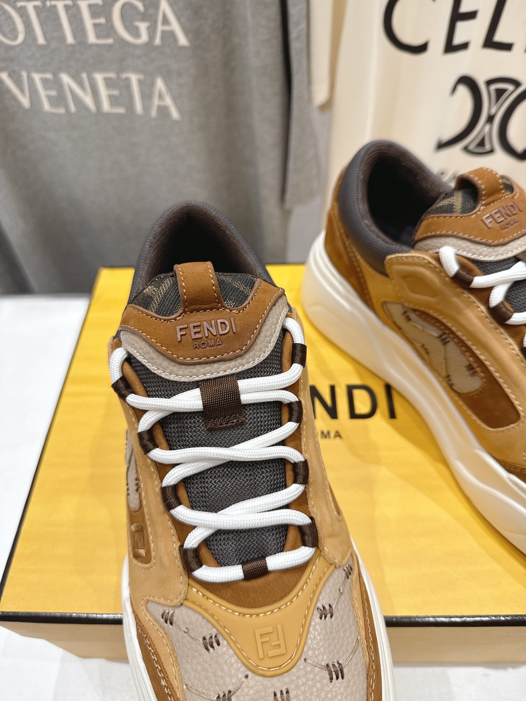 高版本出厂 只有男款 Fendi/芬迪2025ss新款 First 1系列网面系带厚底男士休闲运动鞋顶级