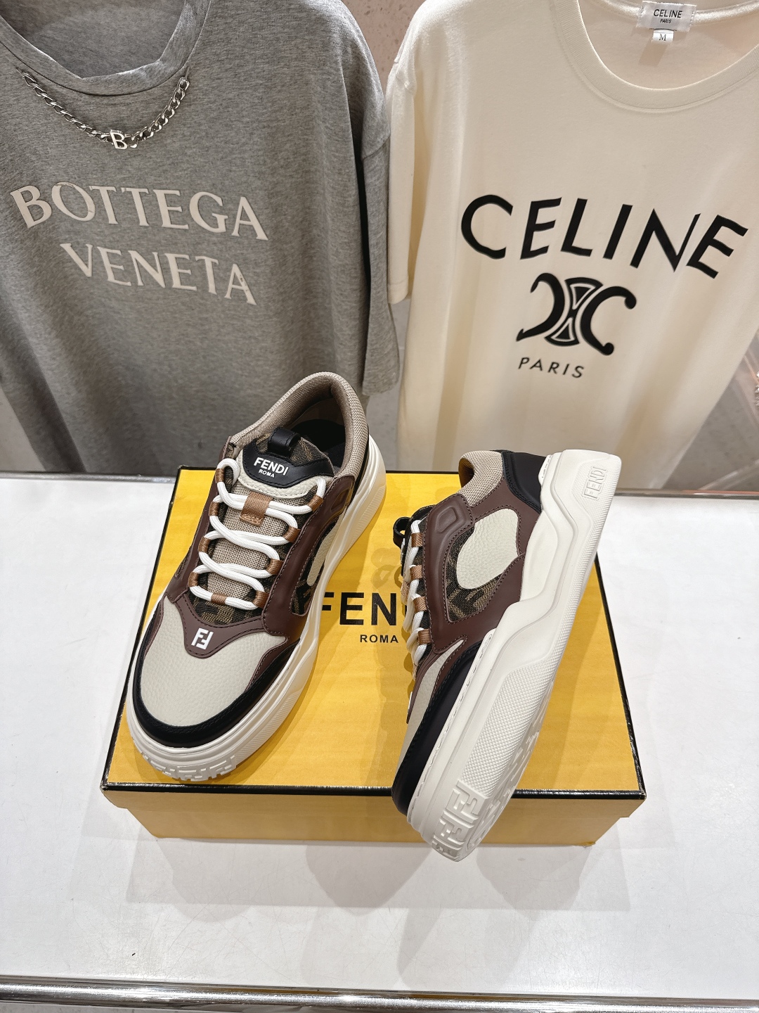 高版本出厂 只有男款 Fendi/芬迪2025ss新款 First 1系列网面系带厚底男士休闲运动鞋顶级