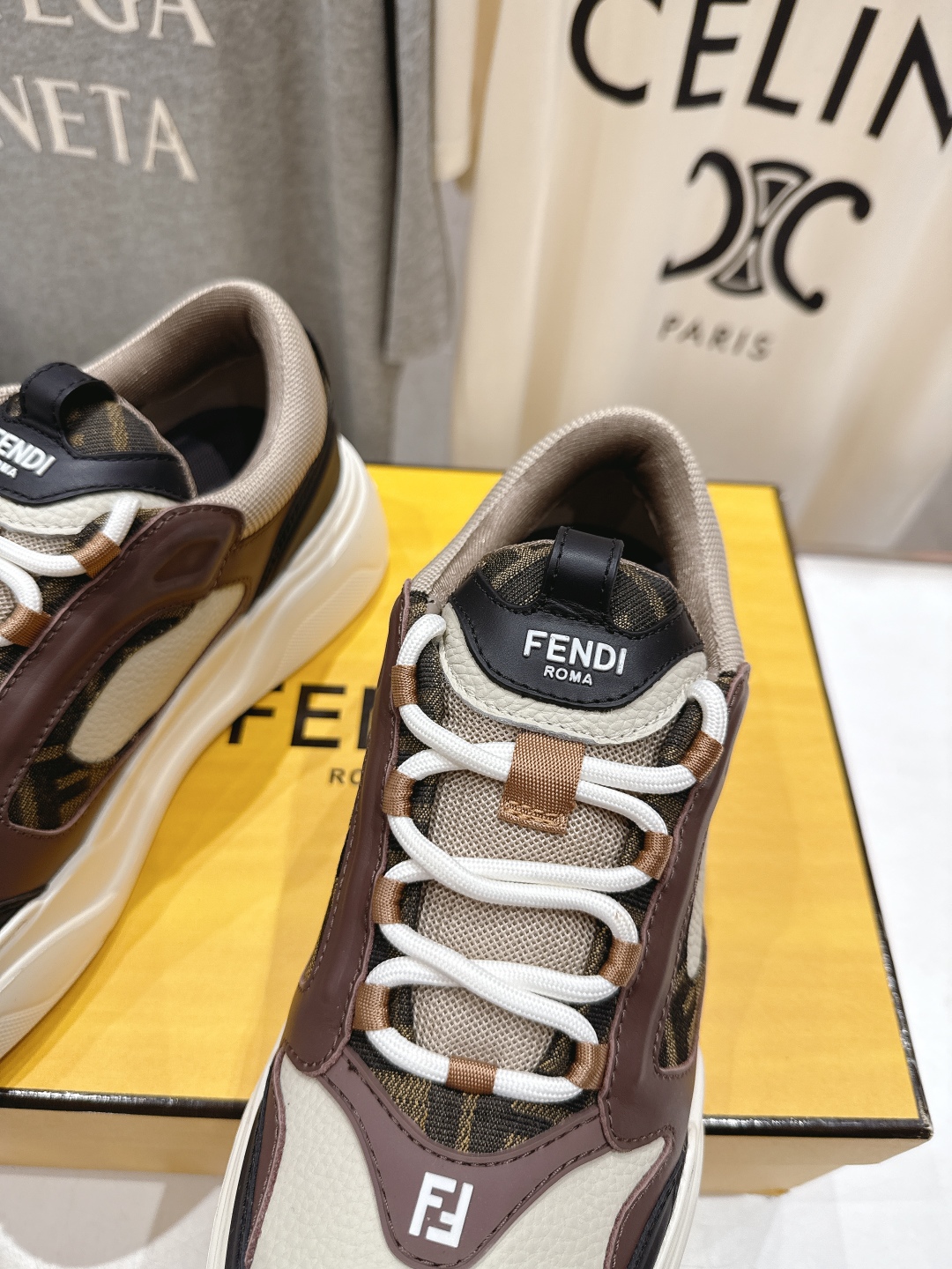高版本出厂 只有男款 Fendi/芬迪2025ss新款 First 1系列网面系带厚底男士休闲运动鞋顶级