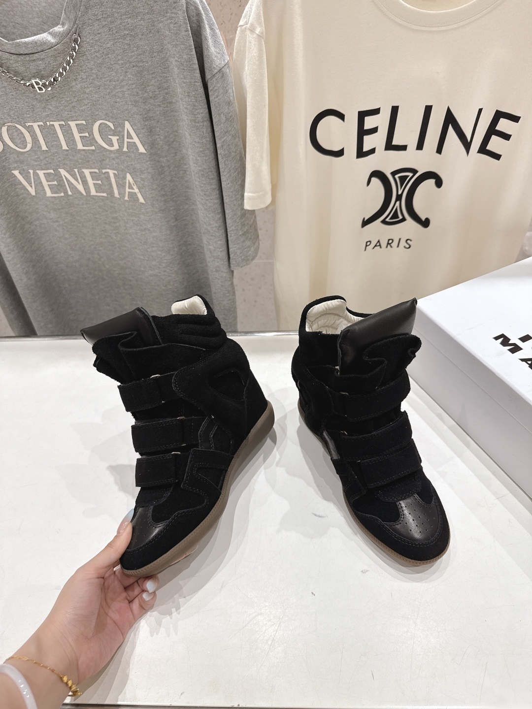 高版本出厂 Isabel Marant/伊莎贝尔2025ss秋冬新款内增高拼色高帮休闲鞋小短靴超级有高级