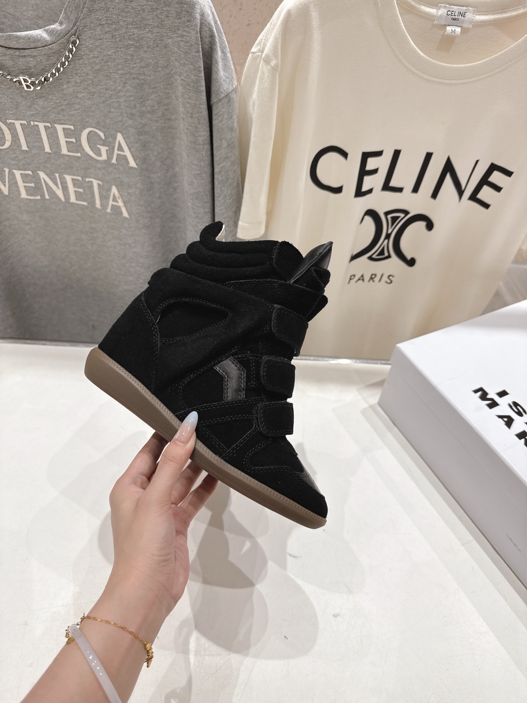 高版本出厂 Isabel Marant/伊莎贝尔2025ss秋冬新款内增高拼色高帮休闲鞋小短靴超级有高级