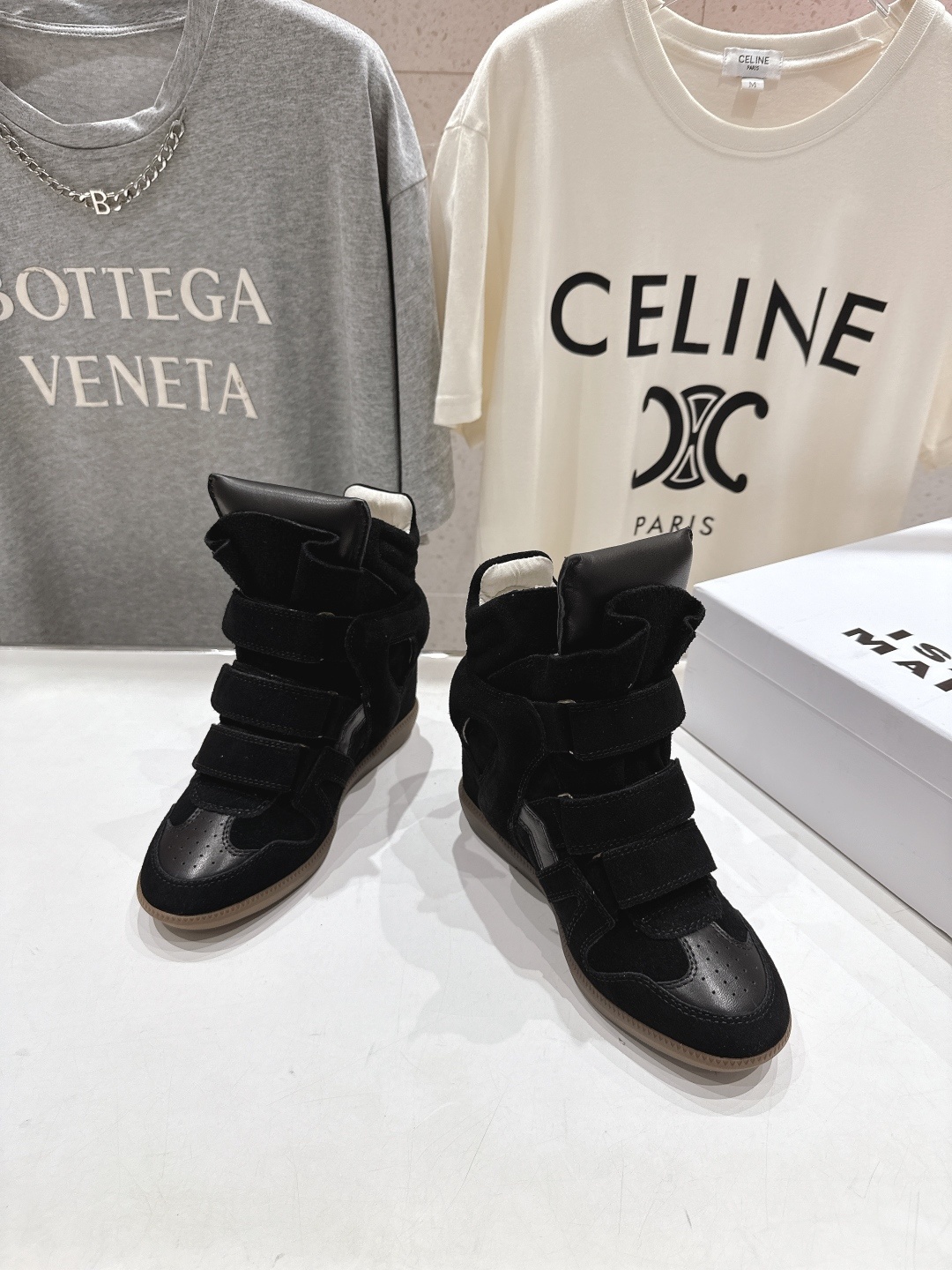 高版本出厂 Isabel Marant/伊莎贝尔2025ss秋冬新款内增高拼色高帮休闲鞋小短靴超级有高级