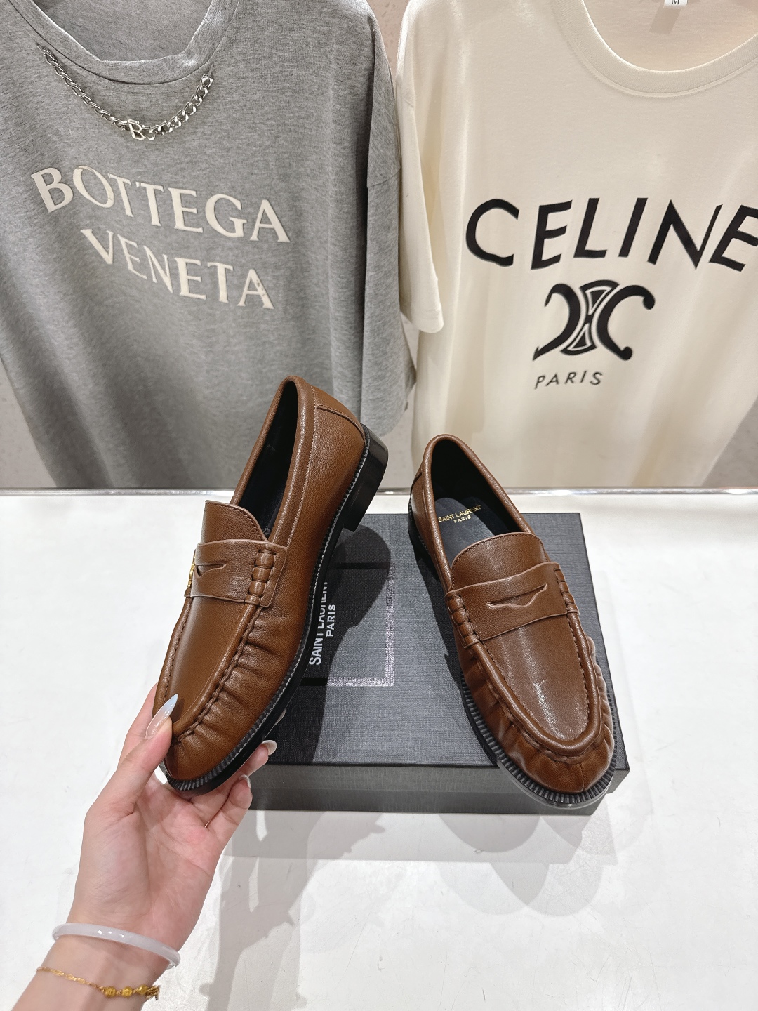 高版本出厂 SAINT LAURENT/圣罗兰YSL 25ss爆款平底玛丽珍一脚蹬乐福鞋，2025全新升