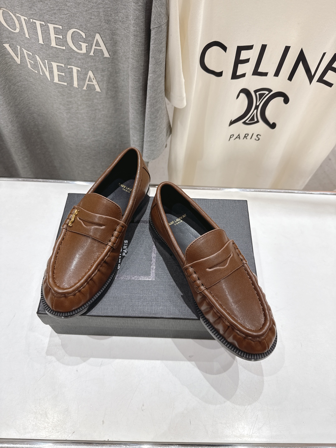 高版本出厂 SAINT LAURENT/圣罗兰YSL 25ss爆款平底玛丽珍一脚蹬乐福鞋，2025全新升