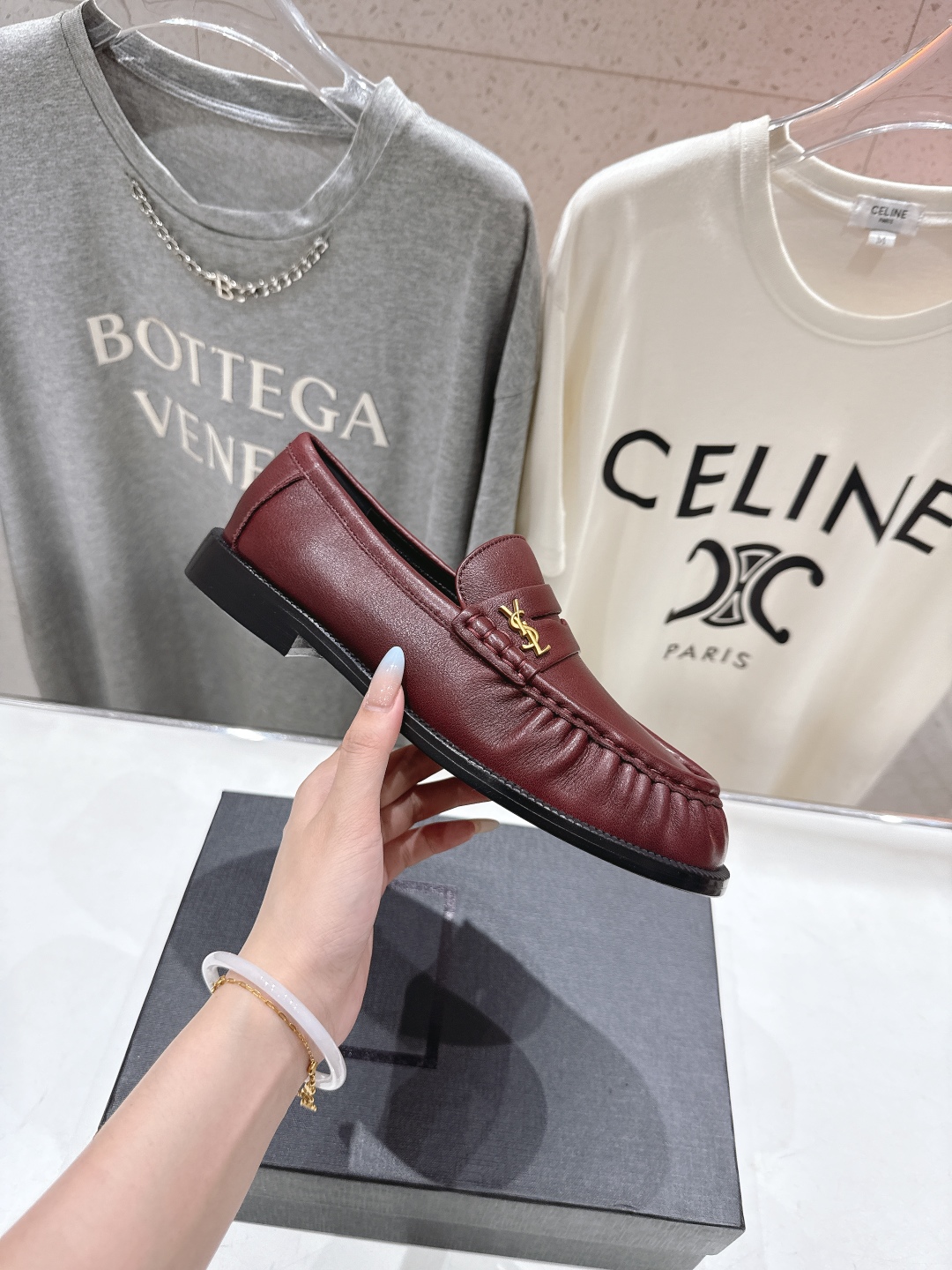 高版本出厂 SAINT LAURENT/圣罗兰YSL 25ss爆款平底玛丽珍一脚蹬乐福鞋，2025全新升