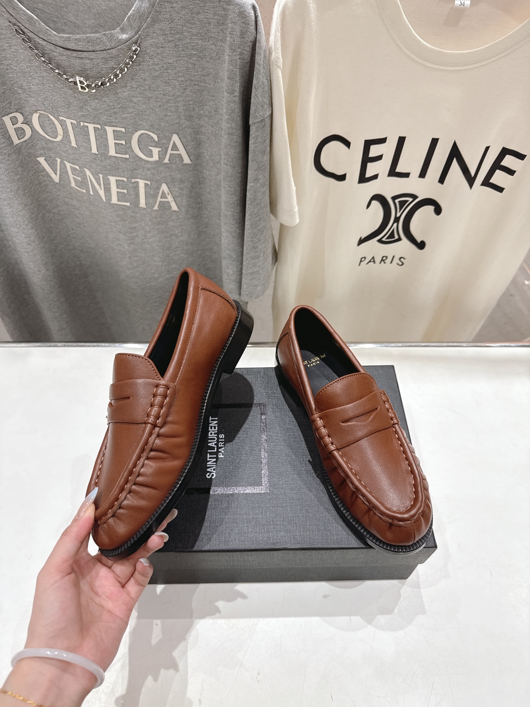 高版本出厂 SAINT LAURENT/圣罗兰YSL 25ss爆款平底玛丽珍一脚蹬乐福鞋，2025全新升