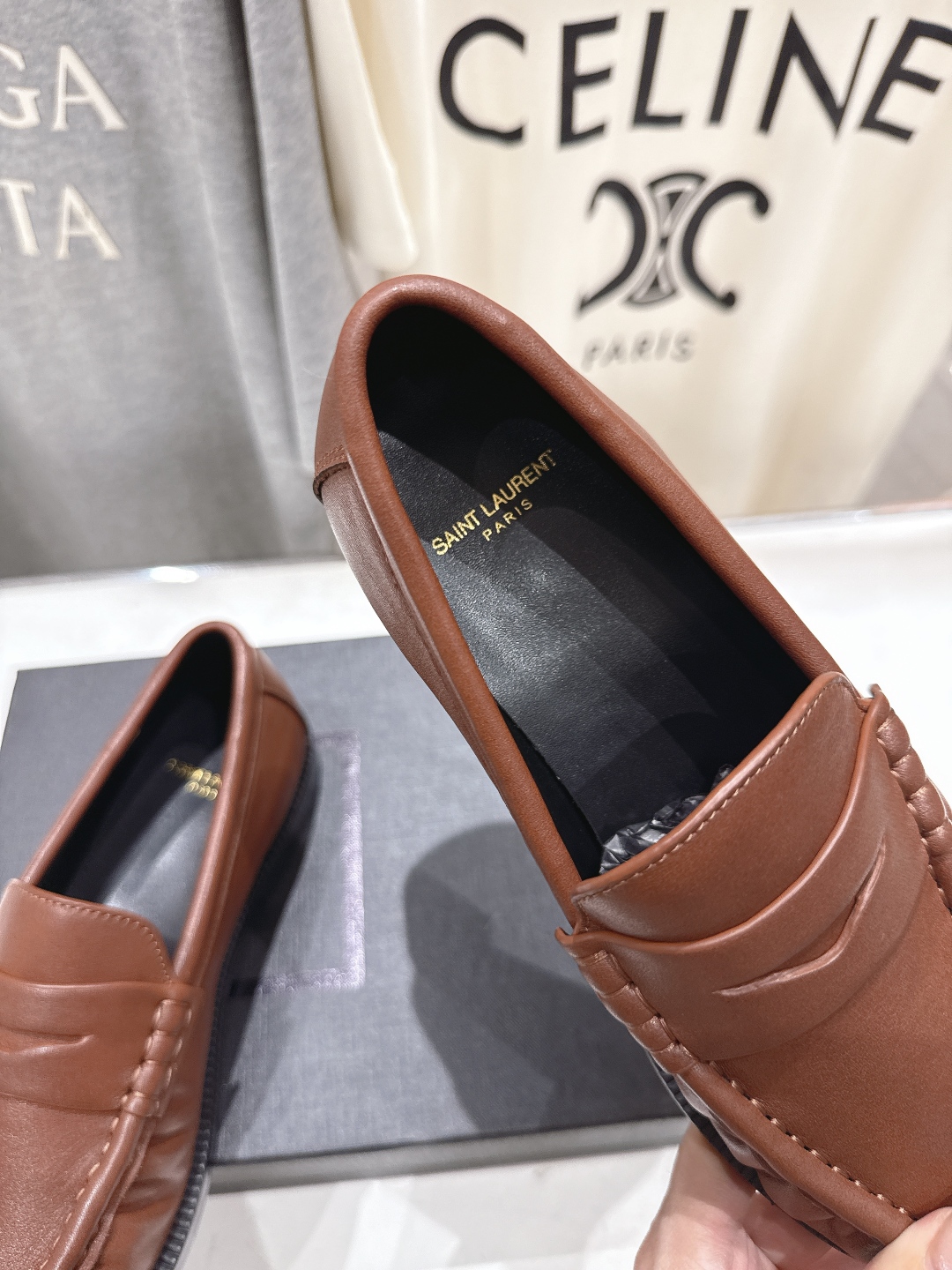 高版本出厂 SAINT LAURENT/圣罗兰YSL 25ss爆款平底玛丽珍一脚蹬乐福鞋，2025全新升