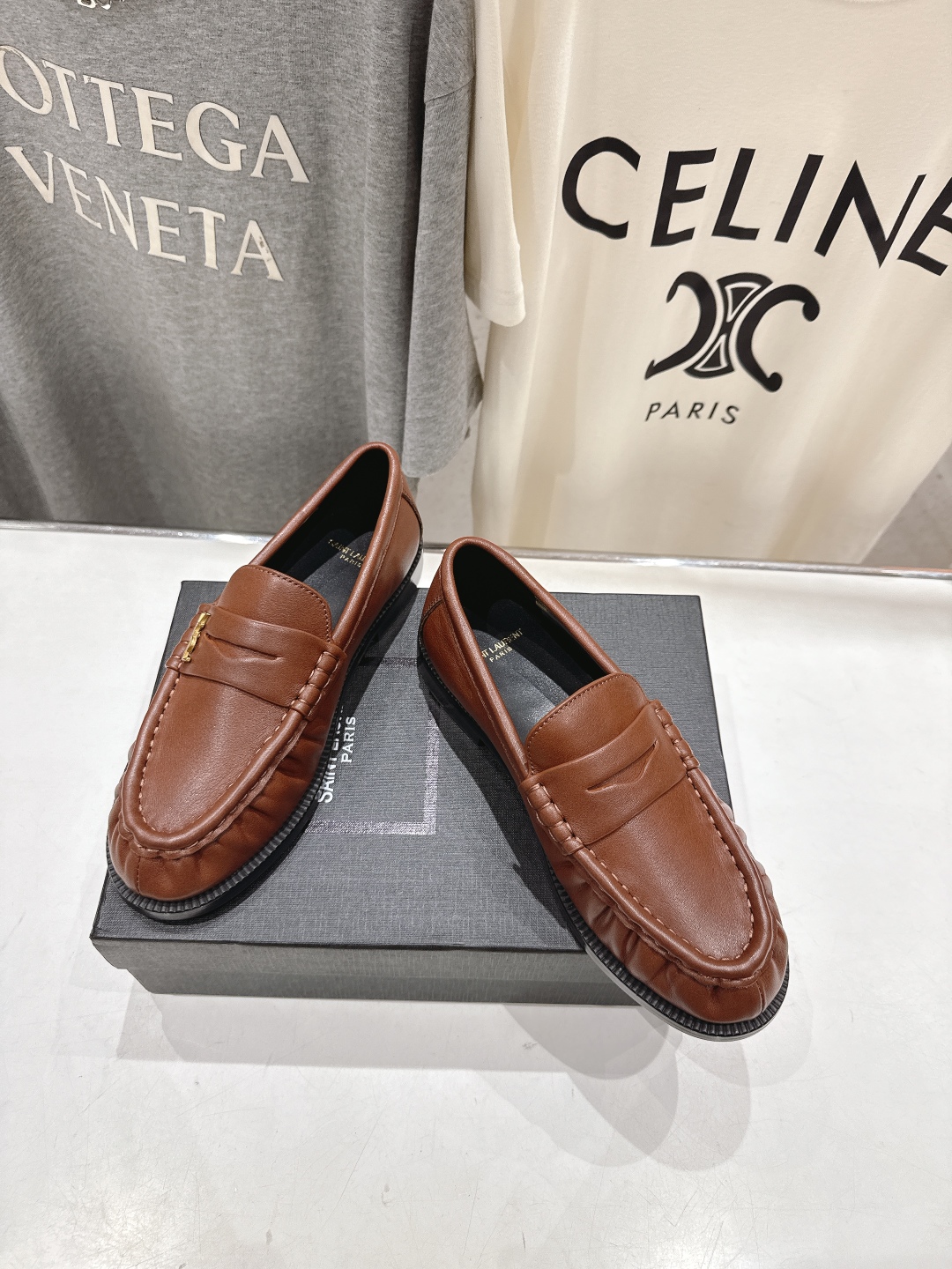 高版本出厂 SAINT LAURENT/圣罗兰YSL 25ss爆款平底玛丽珍一脚蹬乐福鞋，2025全新升